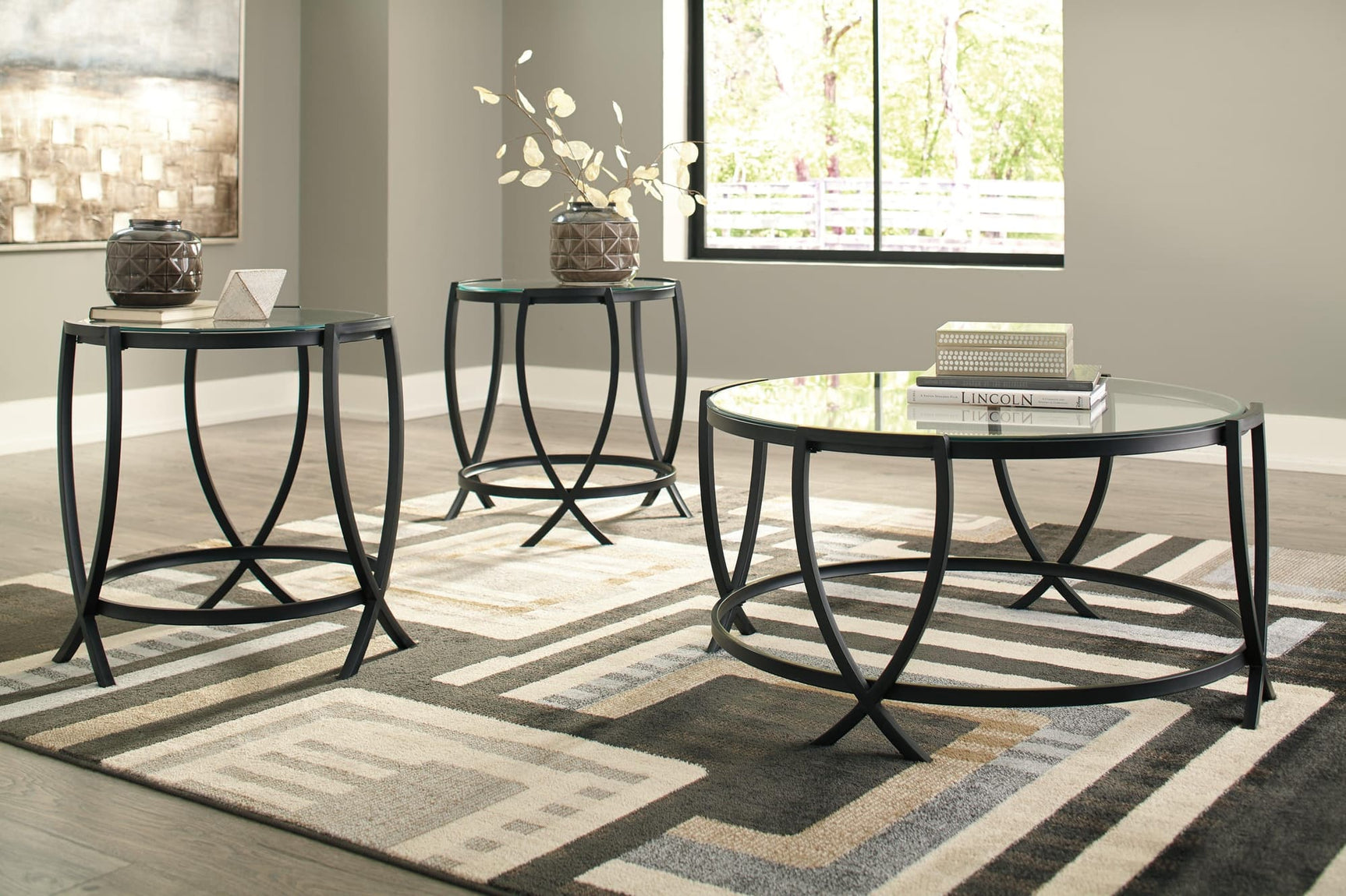 Tarrin Black Table (Set Of 3) - Ella Furniture