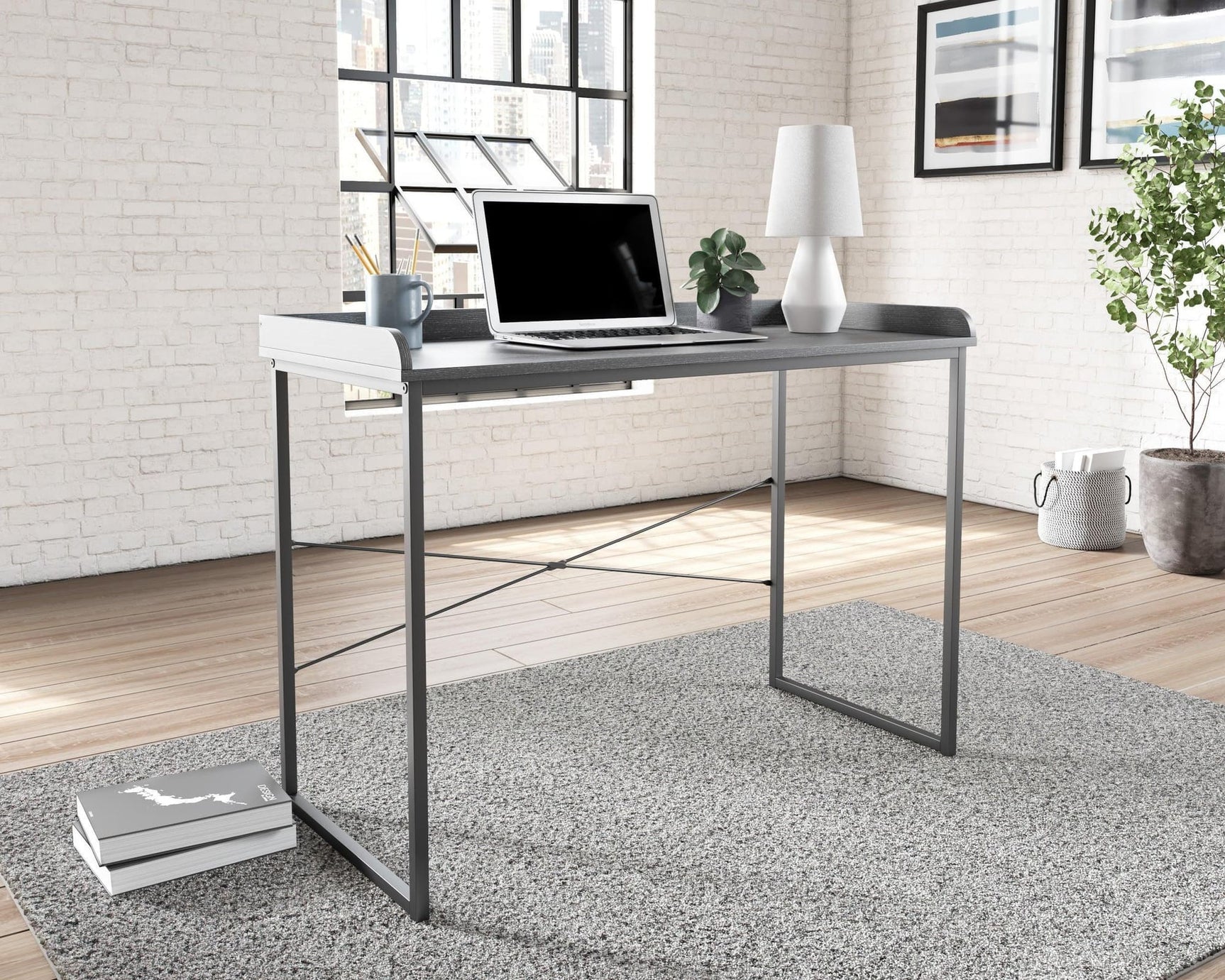 Yarlow Black Modern Contemporary Solid Wood Metal Computer Home Office Desk - Ella Furniture