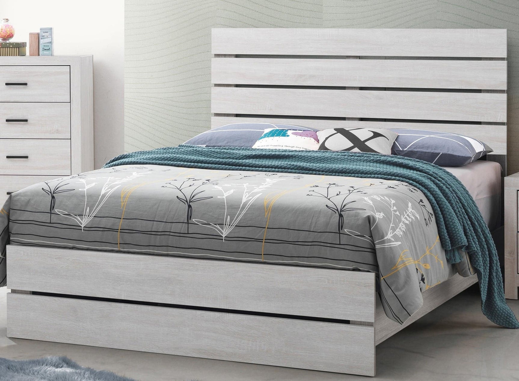 Brantford Queen Panel Bed Coastal White - Ella Furniture