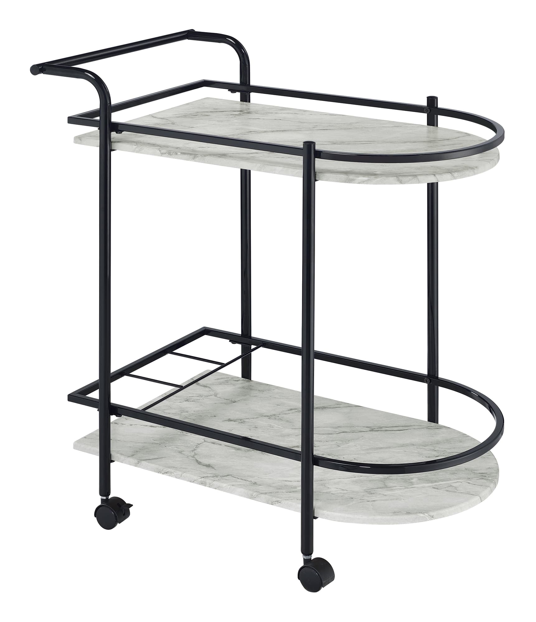 Desiree Rack Bar Cart With Casters Black - Ella Furniture