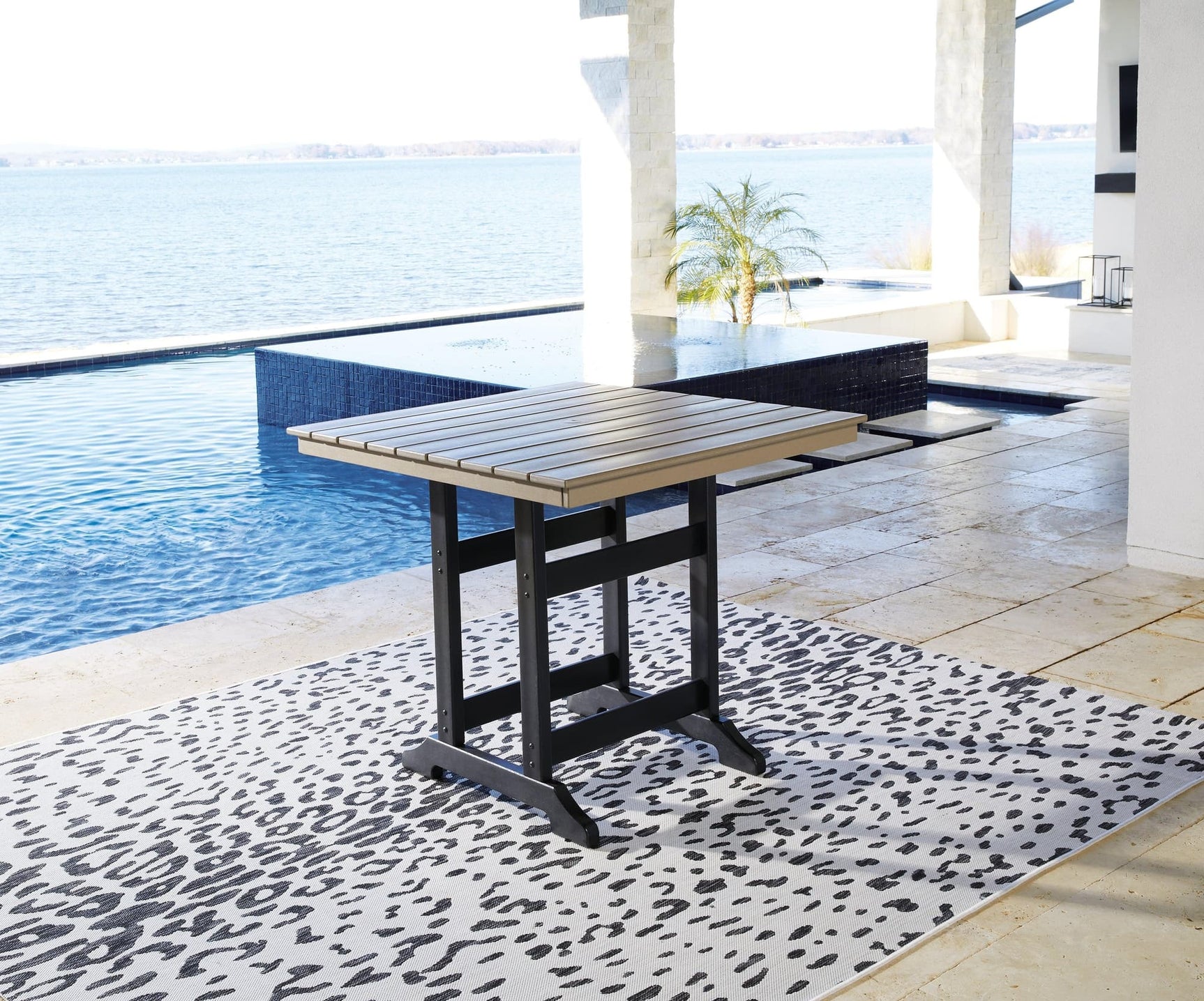 Fairen Trail Black/driftwood Outdoor Counter Height Dining Table - Ella Furniture