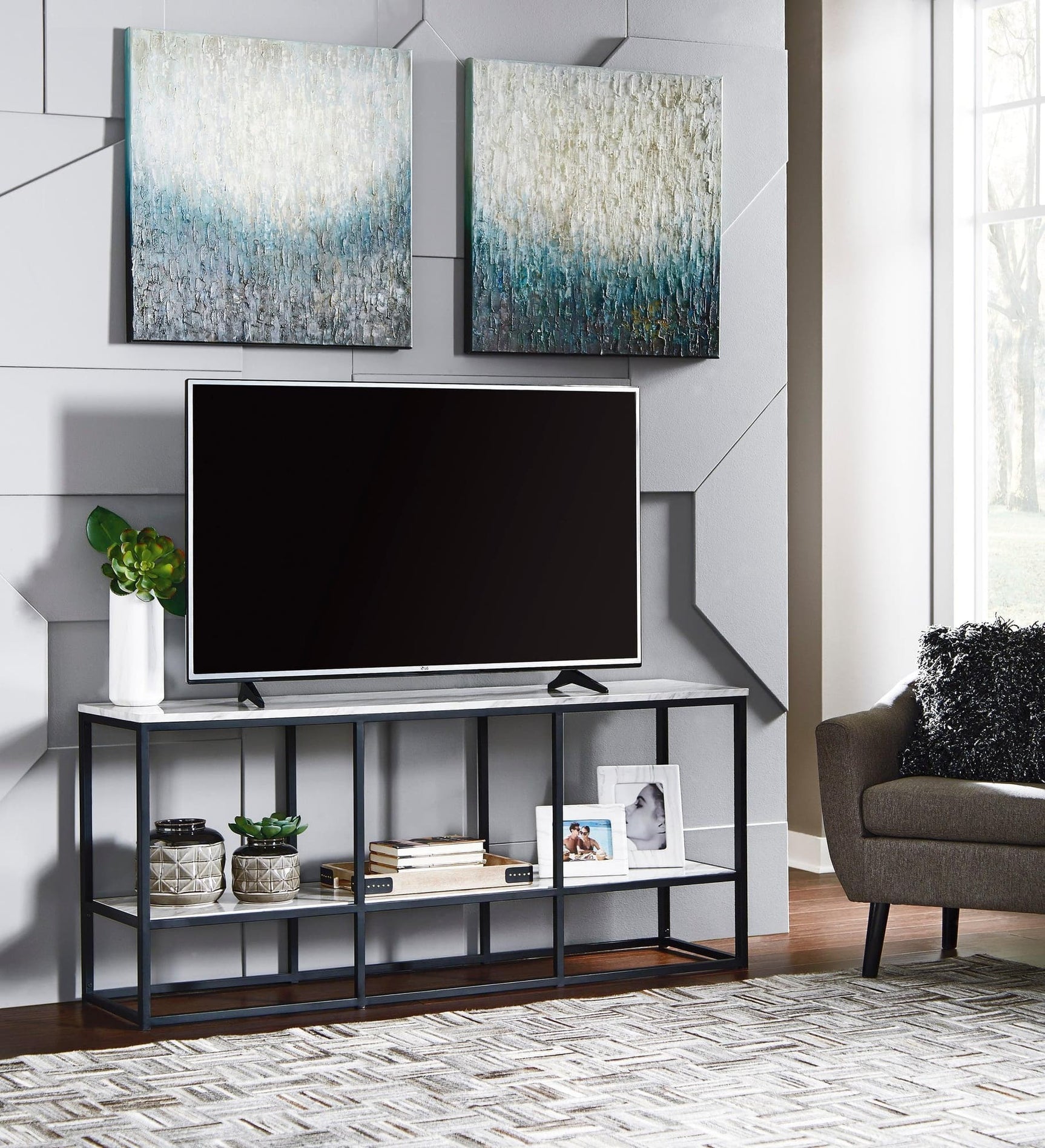 Donneste Black Modern Contemporary Sleek Transitional Solid Wood Tv Stand With Cabinet - Ella Furniture