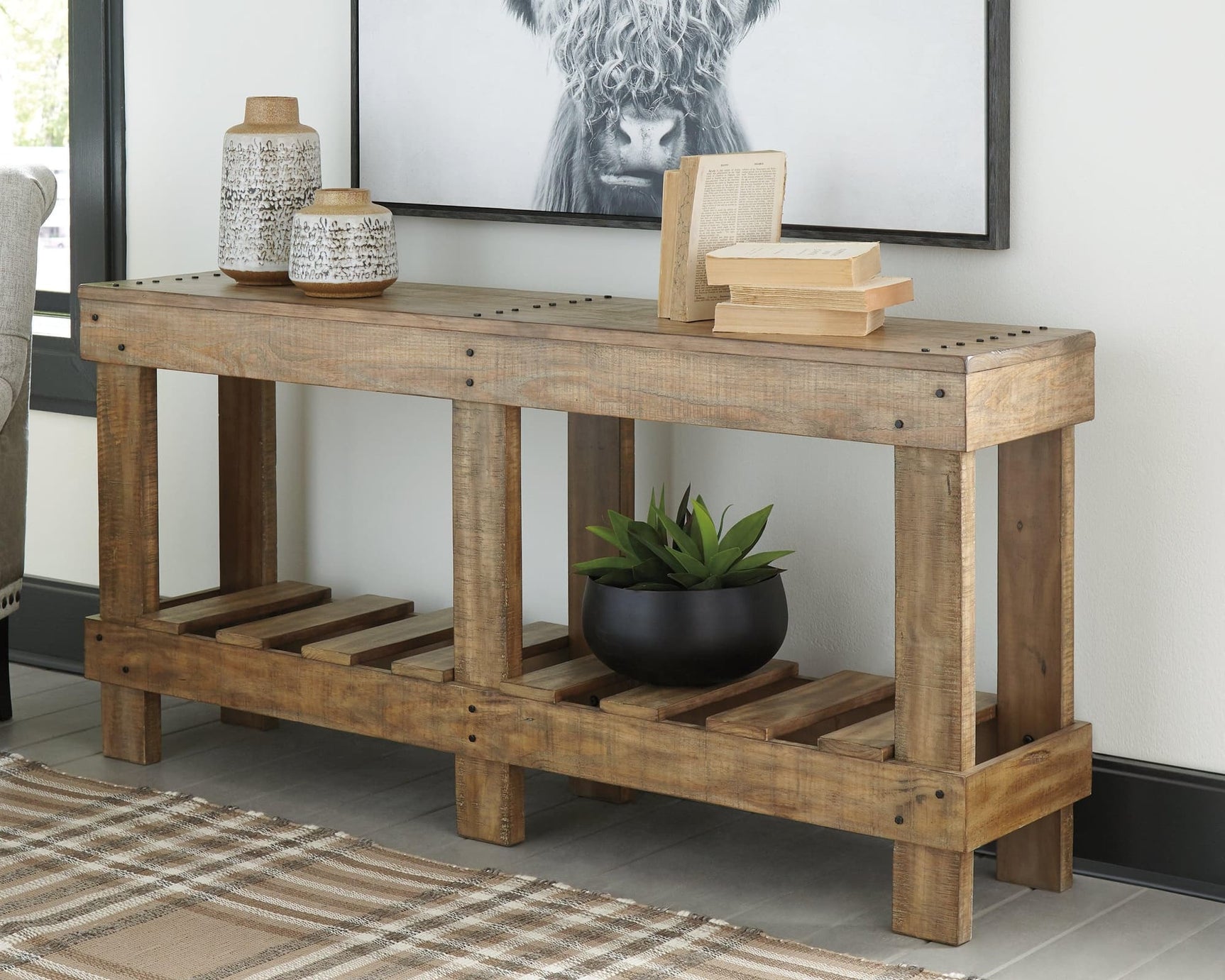 Susandeer Brown Sofa/console Table - Ella Furniture