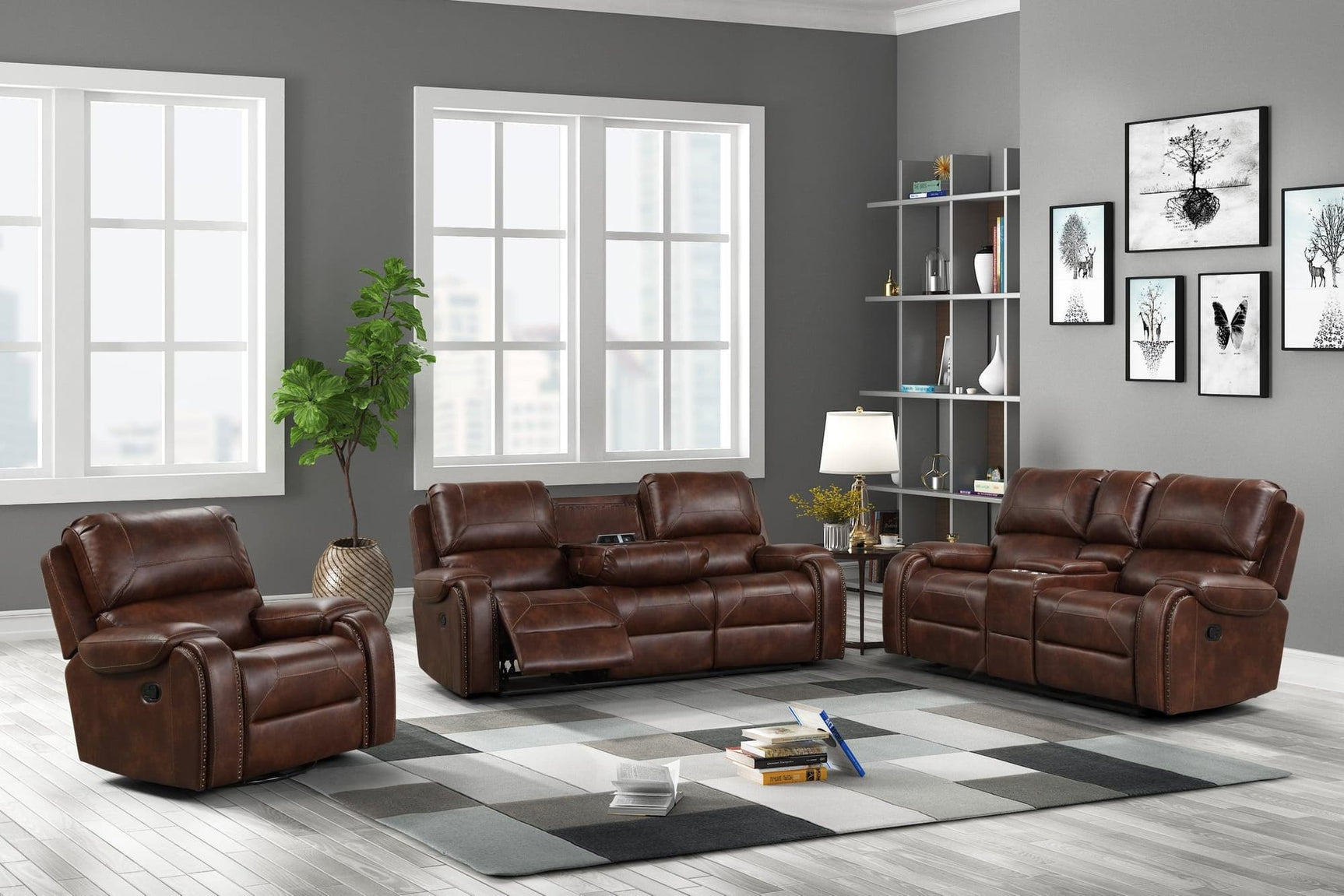 Titan2001 Oversized 3Pc Reclining Set - Ella Furniture