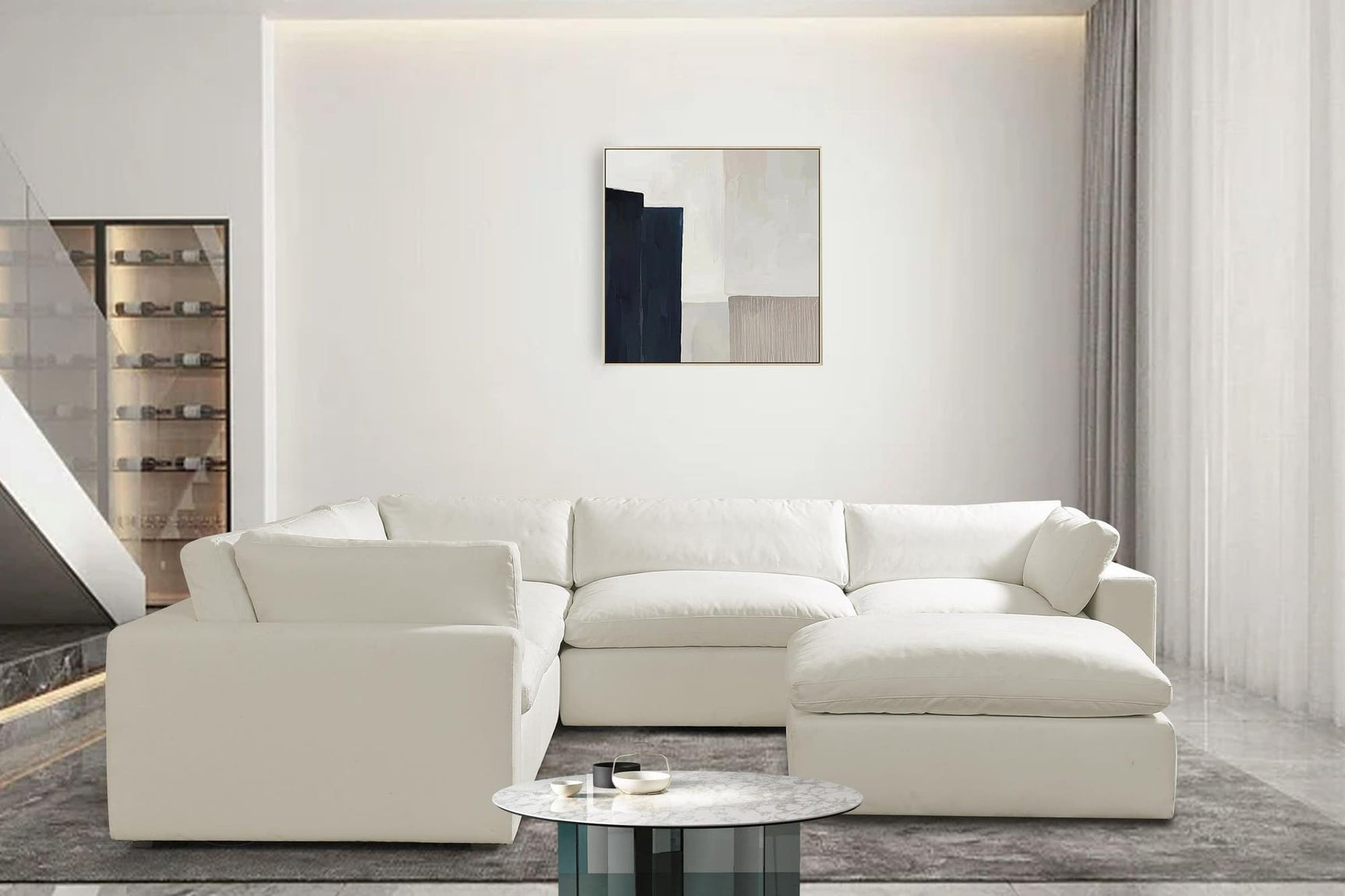 Xl Cloud Sand Sectional + Ottoman Set - Ella Furniture