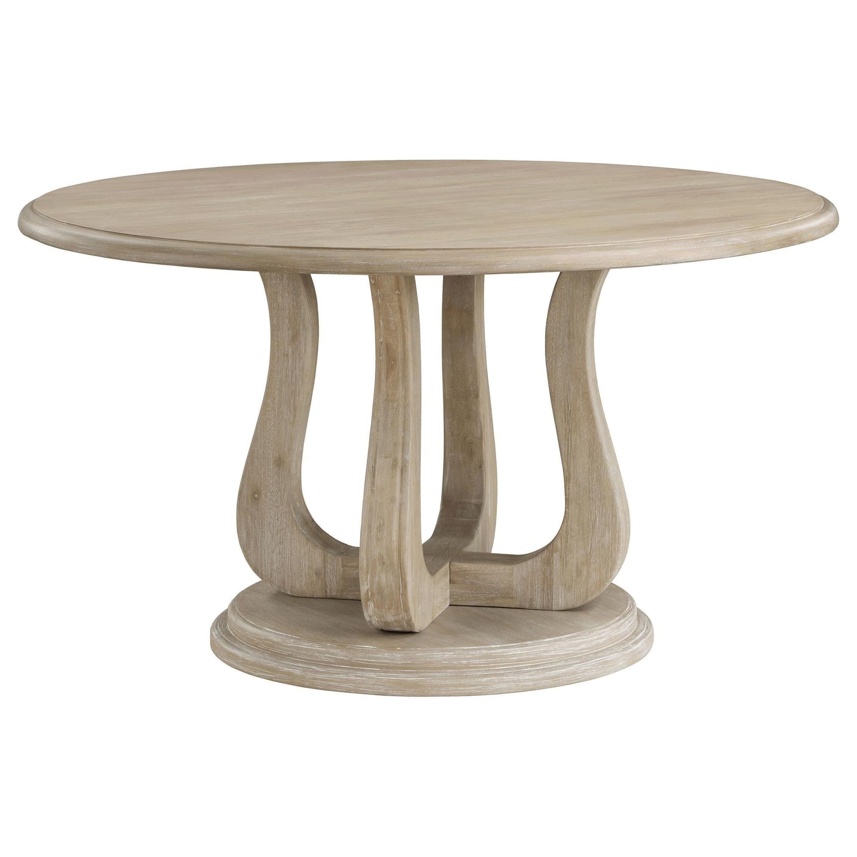 Trofello Round 60-inch Pedestal Dining Table White Washed 123120 - Ella Furniture