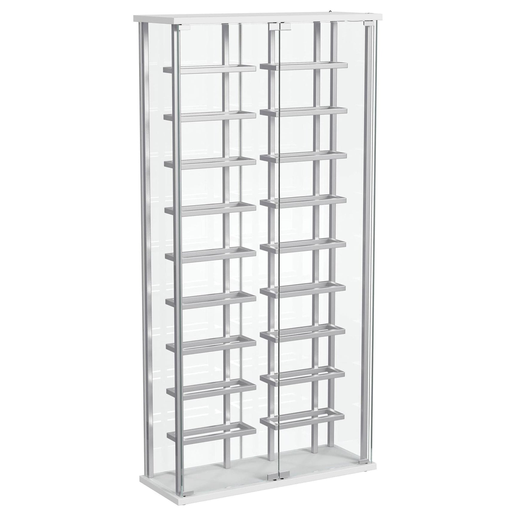 Montara Tempered Glass Wine Storage LED Curio Cabinet Chrome 182037 - Ella Furniture