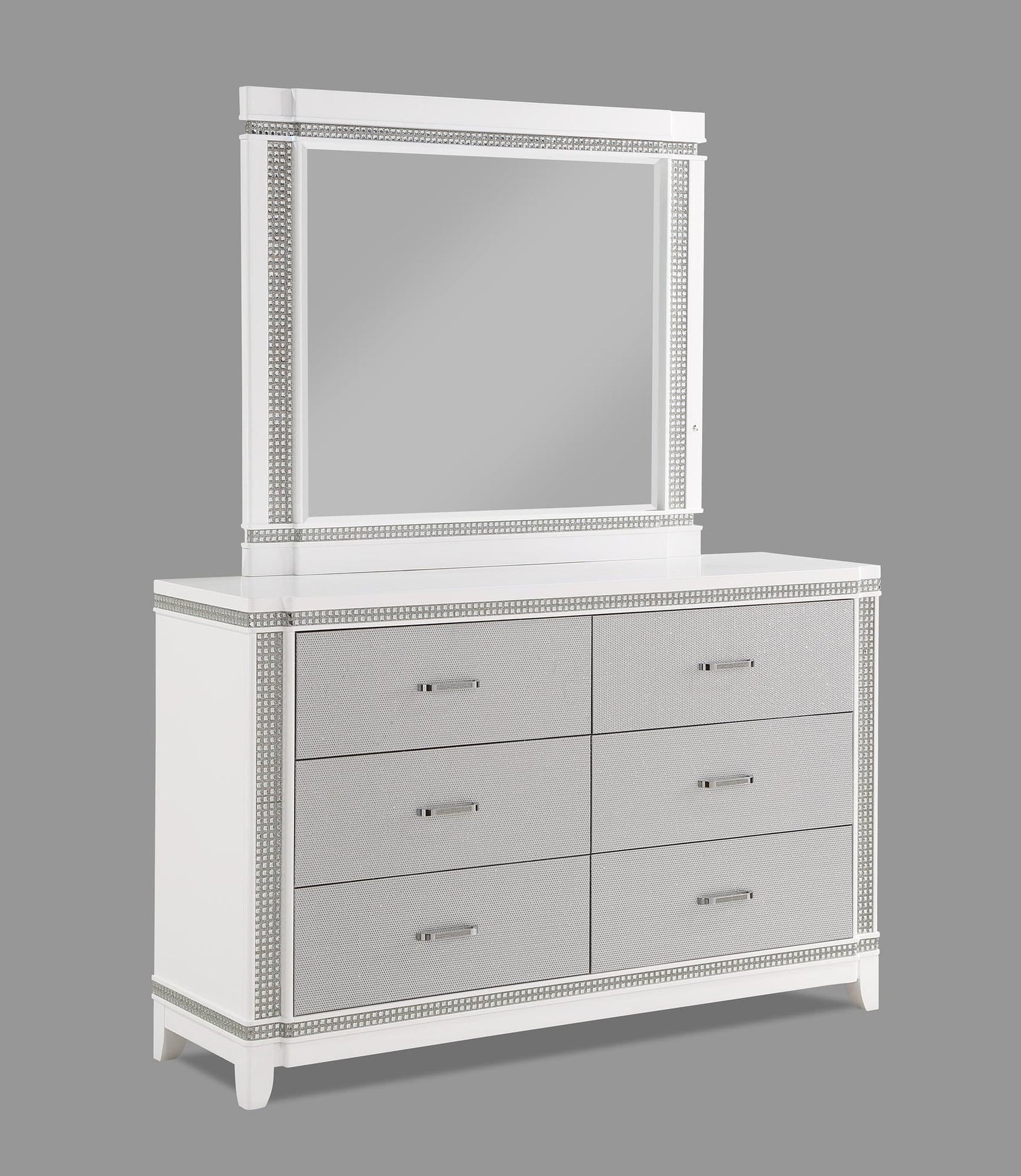 Ariane Dresser White/Silver, Modern Contemporary Wood, Metal Drawers - Ella Furniture