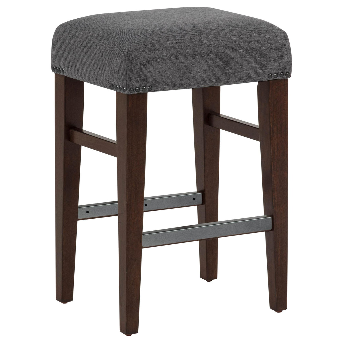 Naser Upholstered Counter Stool Grey and Dark Walnut Set of 2 — product view