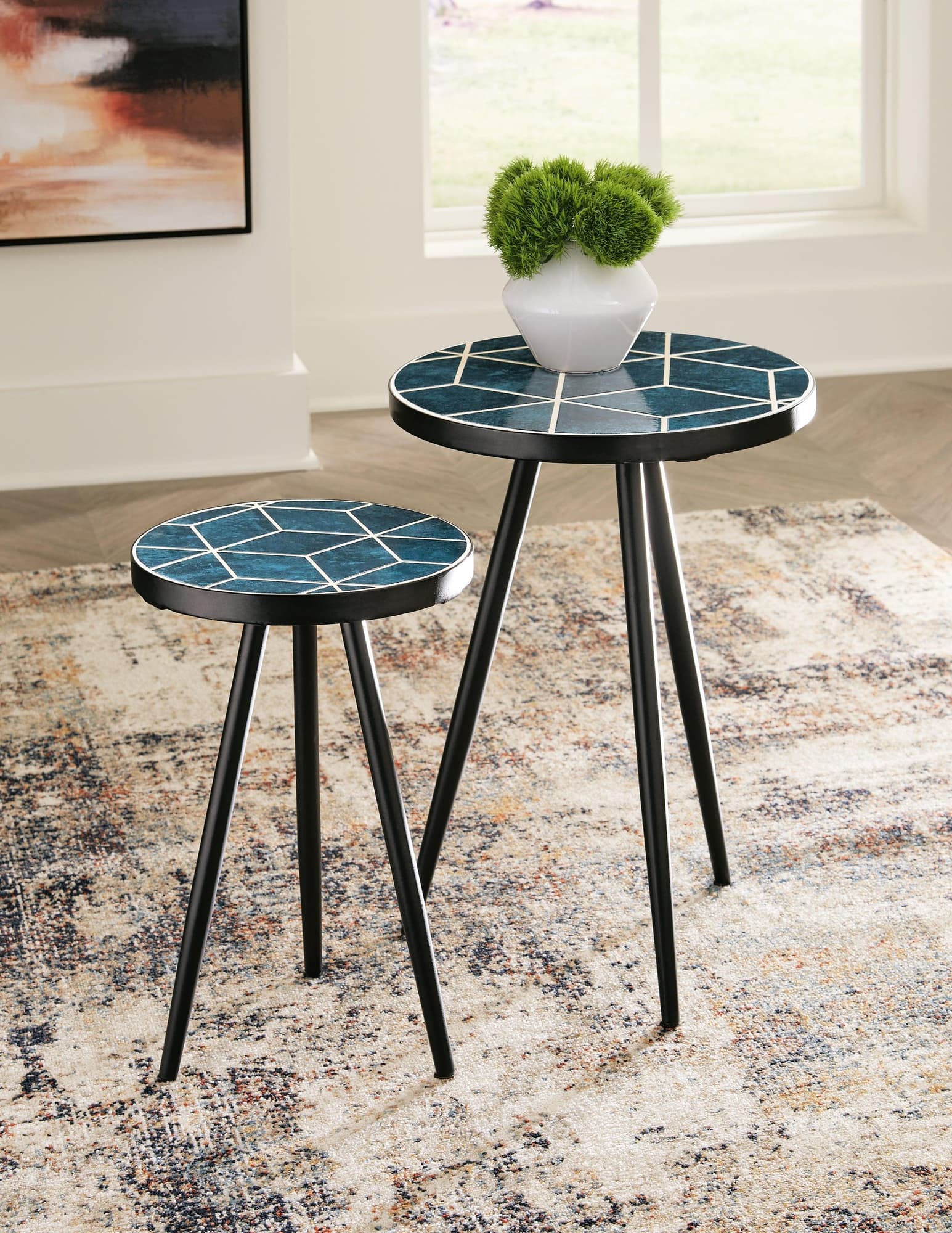 Clairbelle Teal Accent Table (Set Of 2) - Ella Furniture