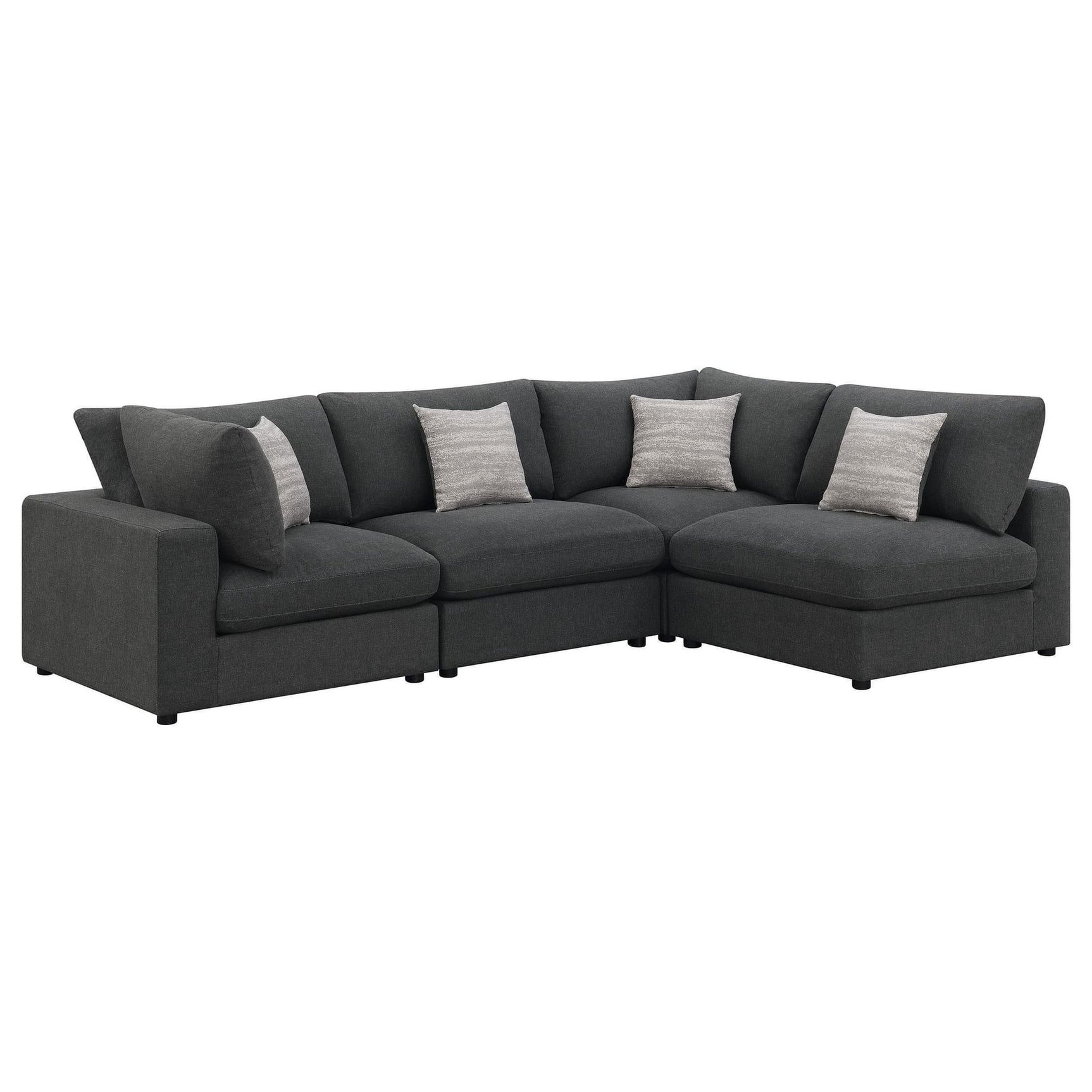 Serene Serene 4-piece Upholstered Modular Sectional Sofa Charcoal 551324-SETA - Ella Furniture