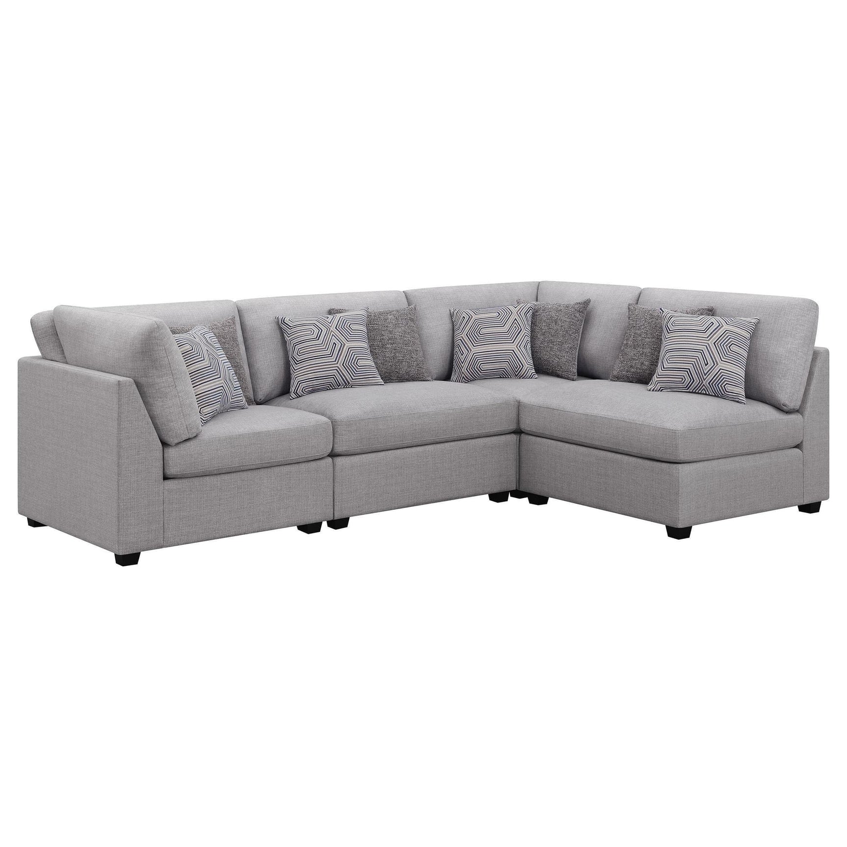 Cambria 4-piece Upholstered Modular Sectional Sofa Grey 551511-S4B - Ella Furniture