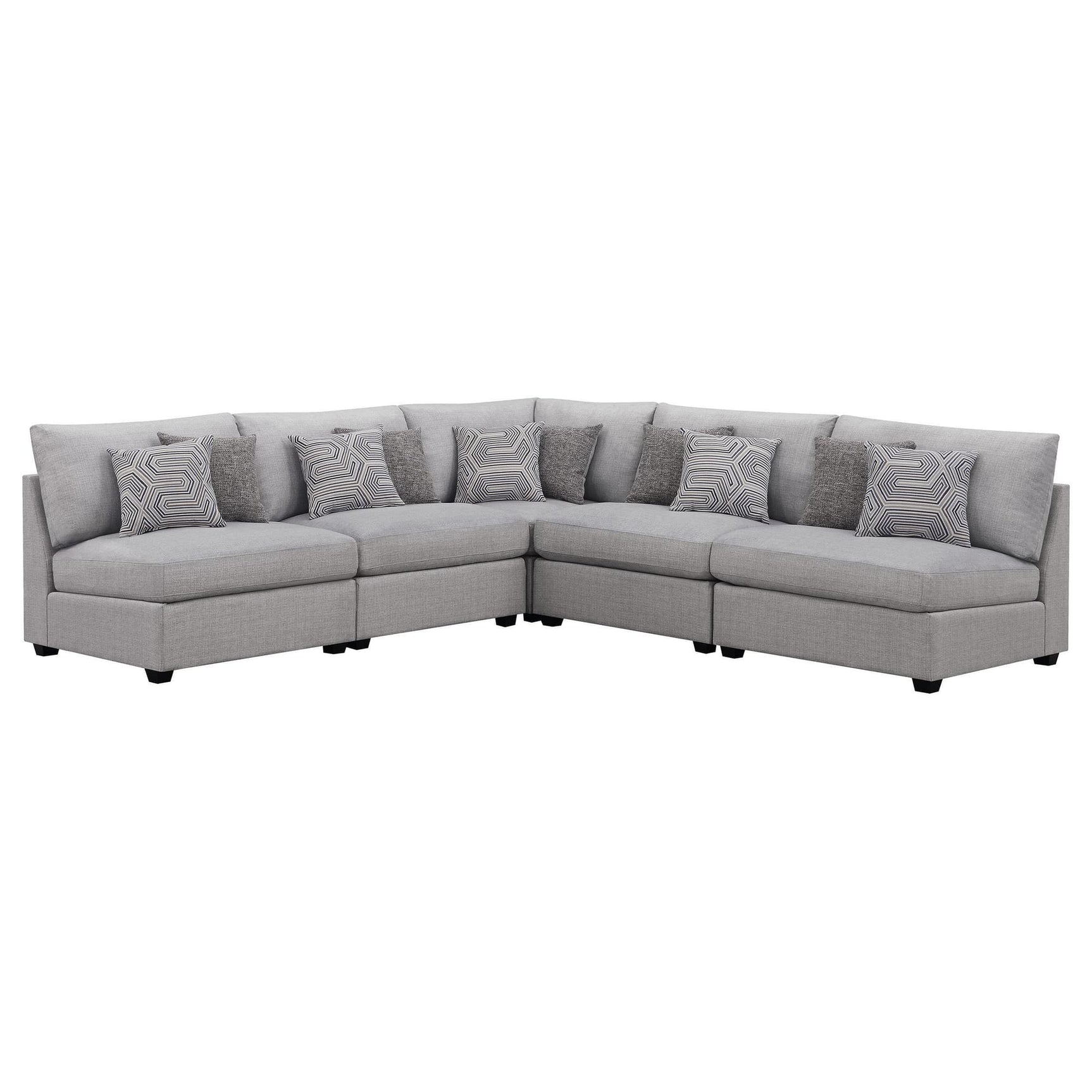 Cambria 5-piece Upholstered Modular Sectional Sofa Grey 551511-S5A - Ella Furniture