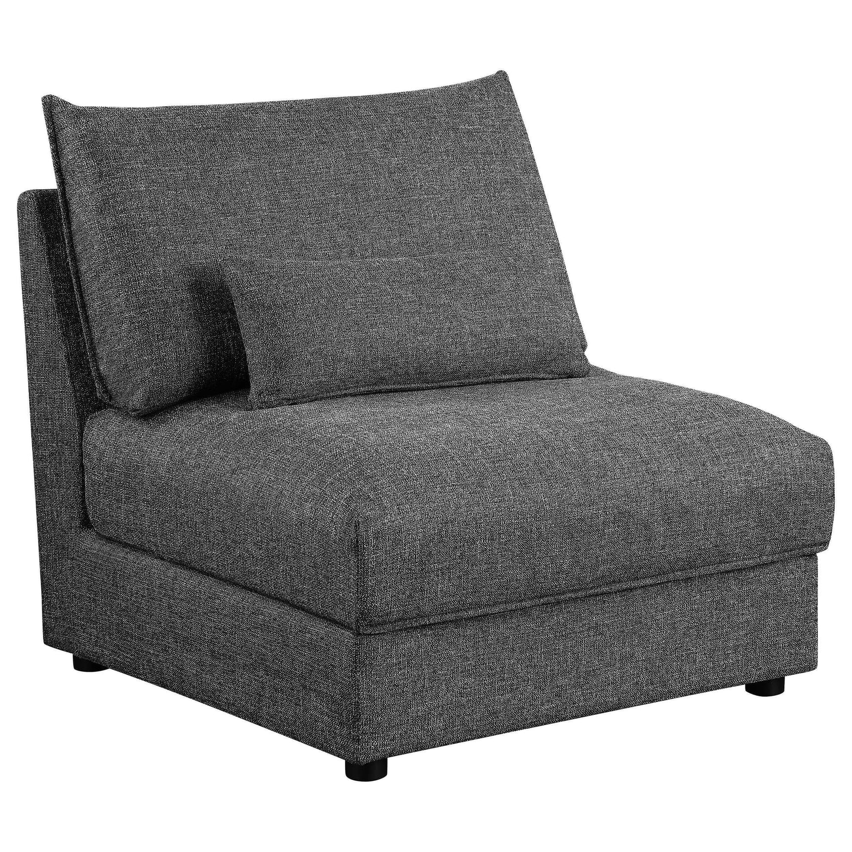 Sasha Upholstered Armless Chair Barely Black 551681 - Ella Furniture