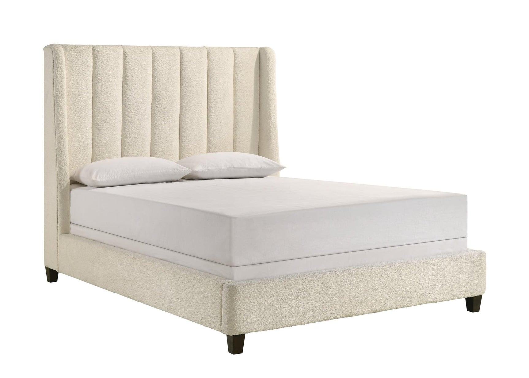 Agnes Charcoal Modern Contemporary Plywood Velvet/Fabric Upholstered Panel Queen Bed - Ella Furniture