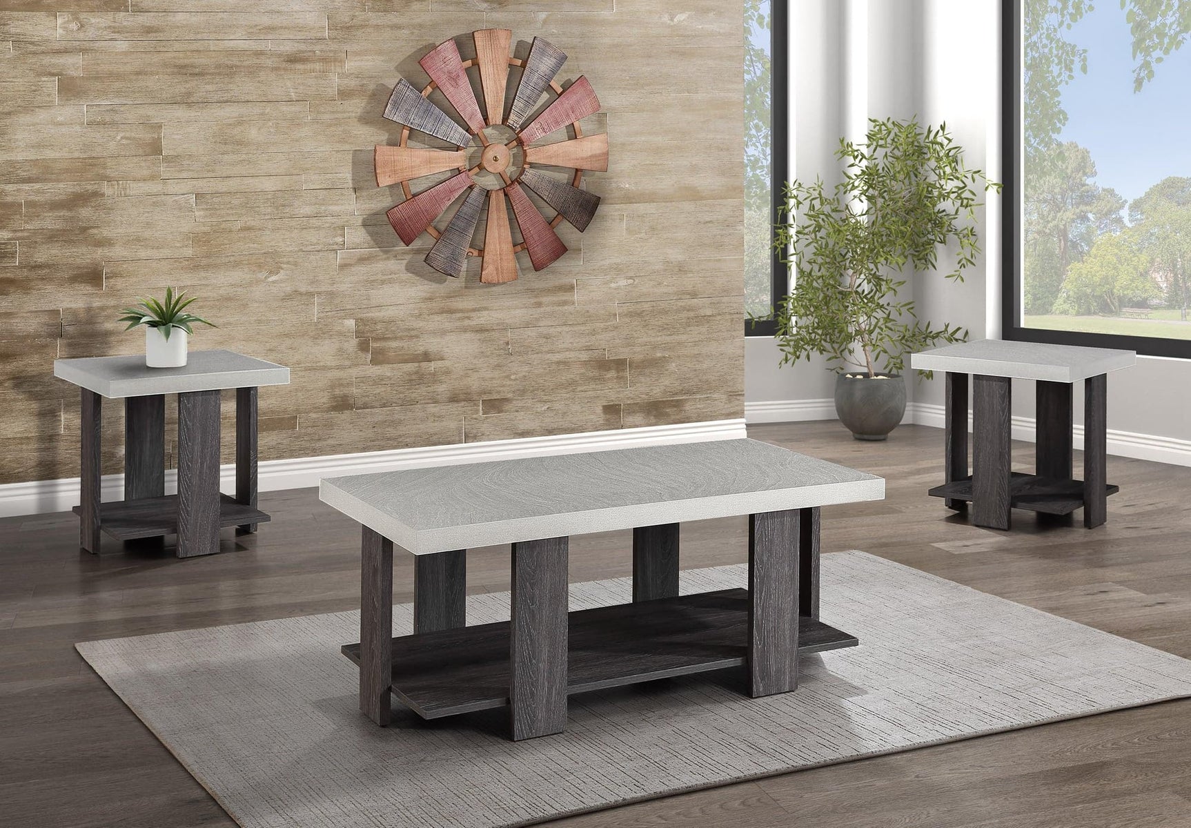 Boris White/Gray Modern Contemporary Solid Wood And Veneers Cocktail Coffee Table - Ella Furniture