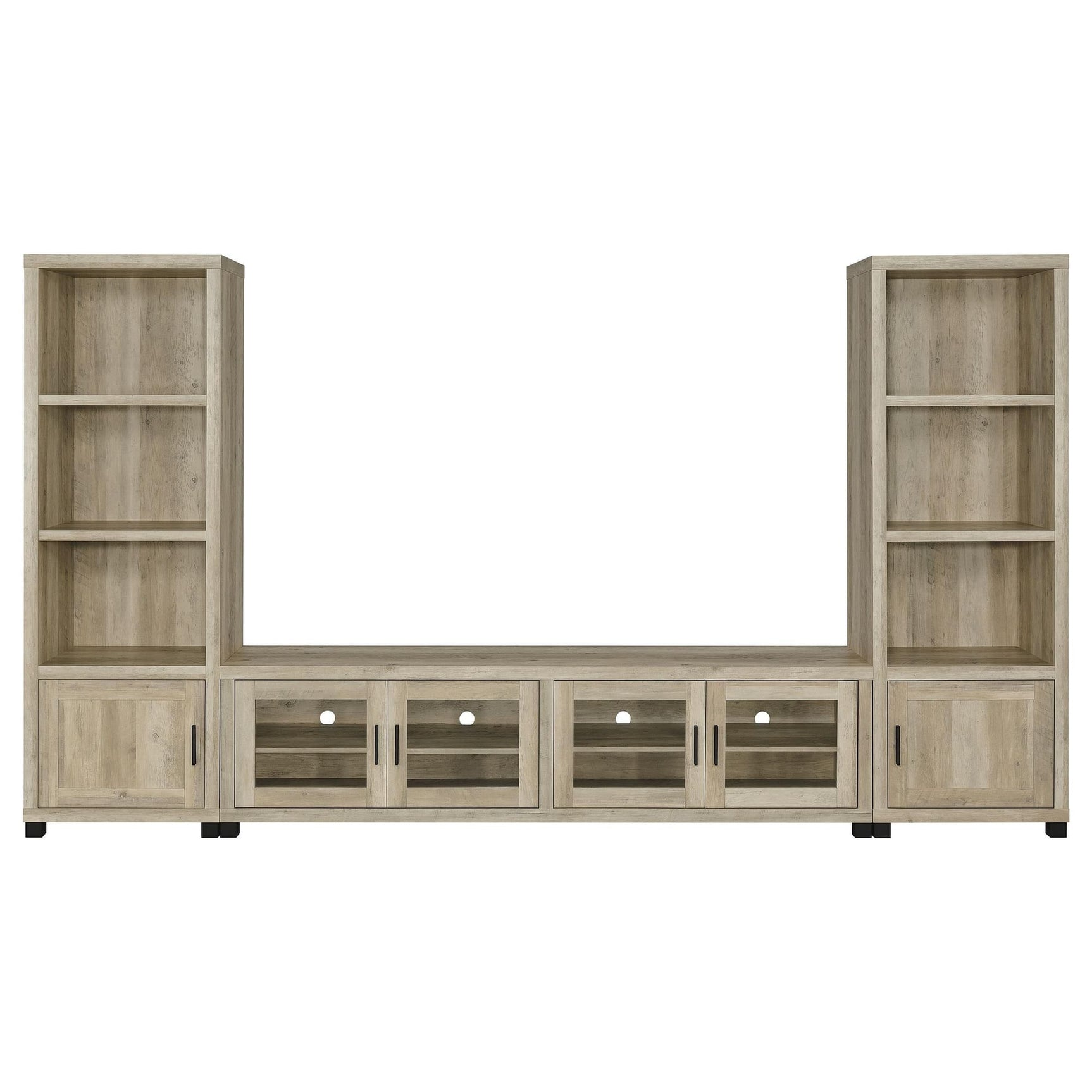 SACHIN Sachin 3-piece 79" TV Entertainment Center Antique Pine 736283-SET - Ella Furniture