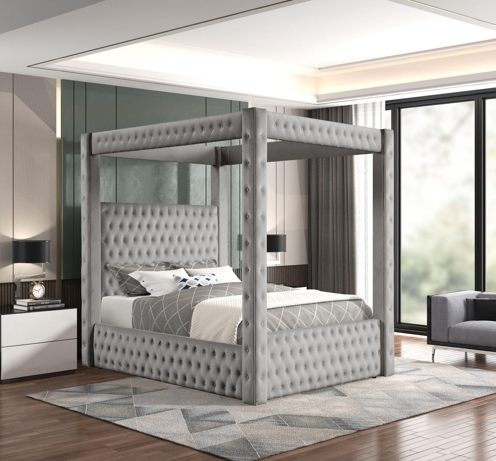 Castle Grey Platform King Bed - Ella Furniture