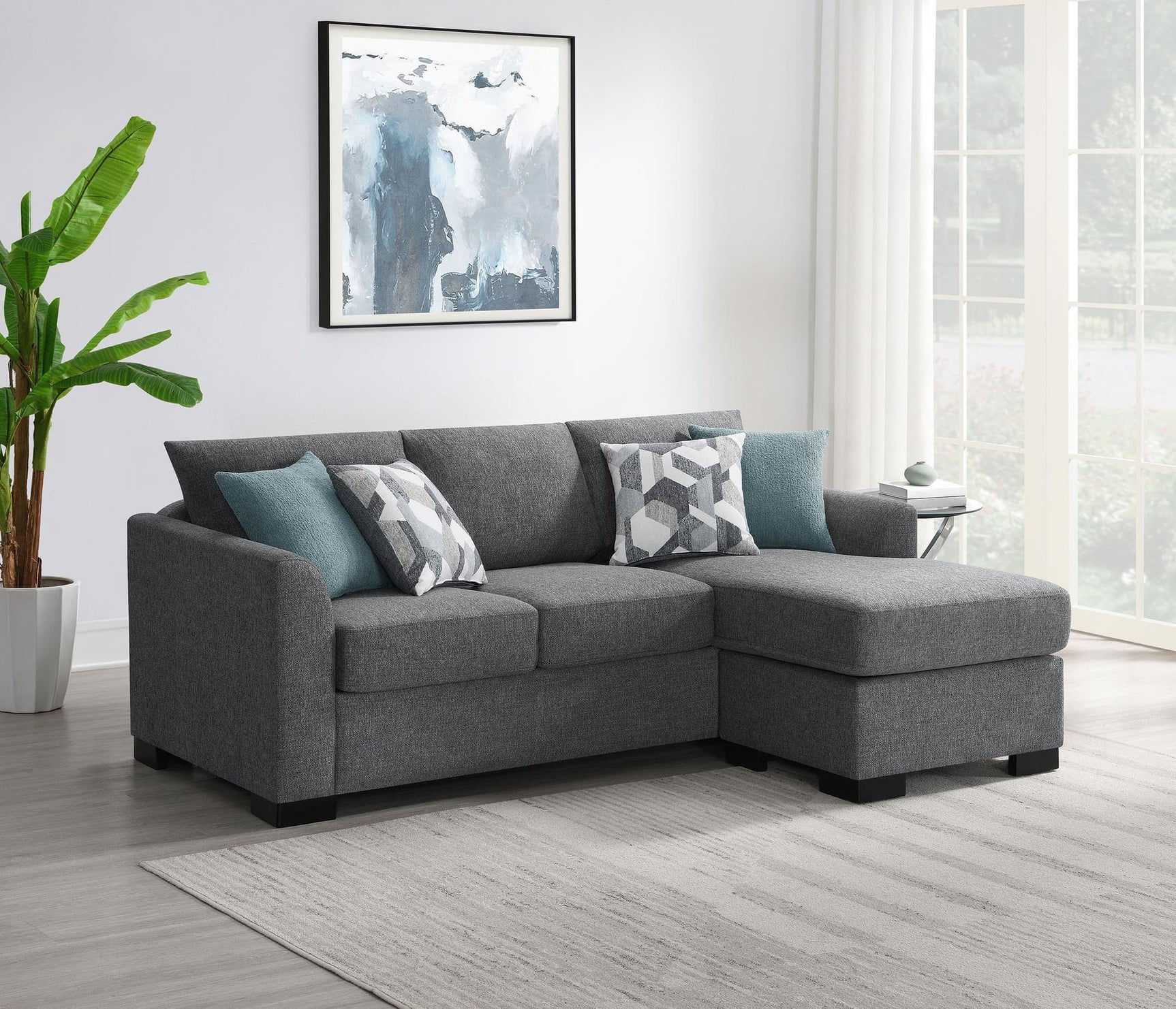 Storey Upholstered Sleeper Sectional Chaise Sofa Grey 504779 - Ella Furniture