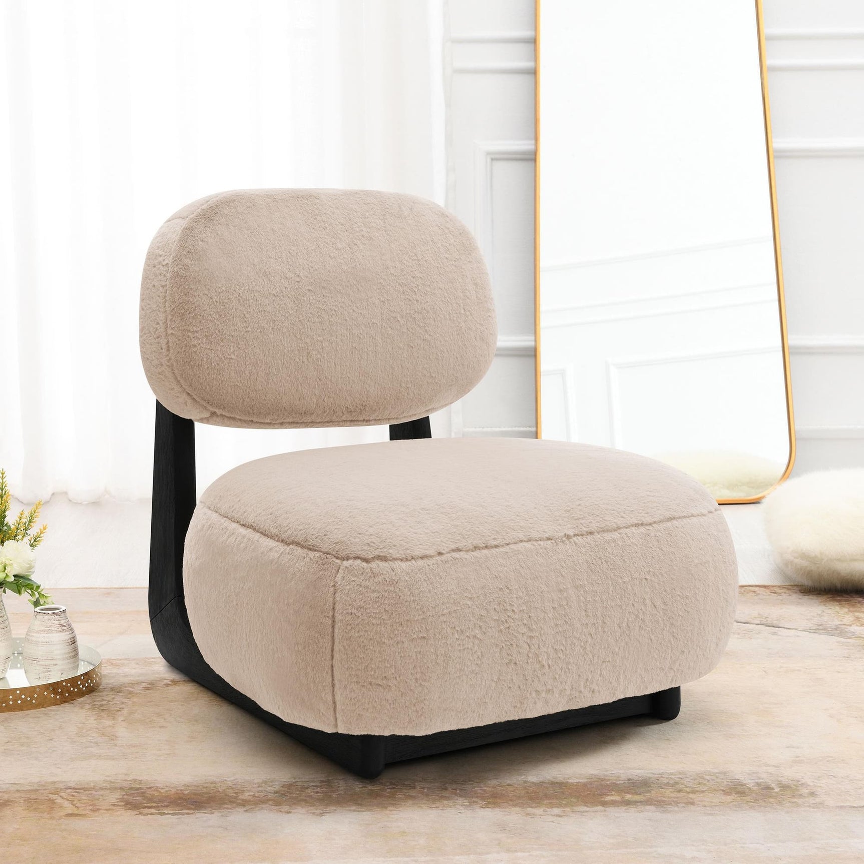 Duffie Upholstered Armless Accent Chair Camel 903097 - Ella Furniture