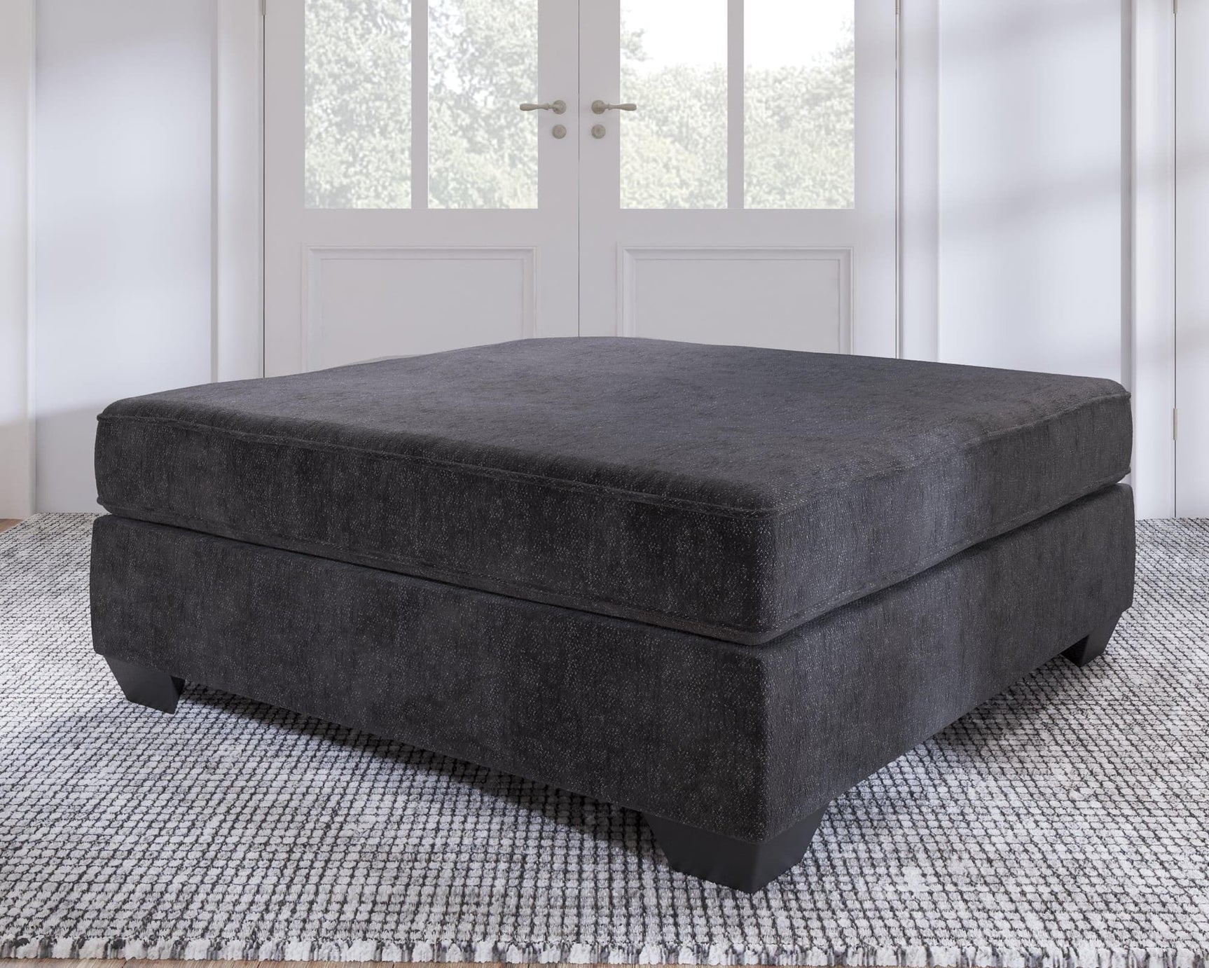 Lavernett Charcoal Chenille,microfiber Oversized Accent Ottoman - Ella Furniture