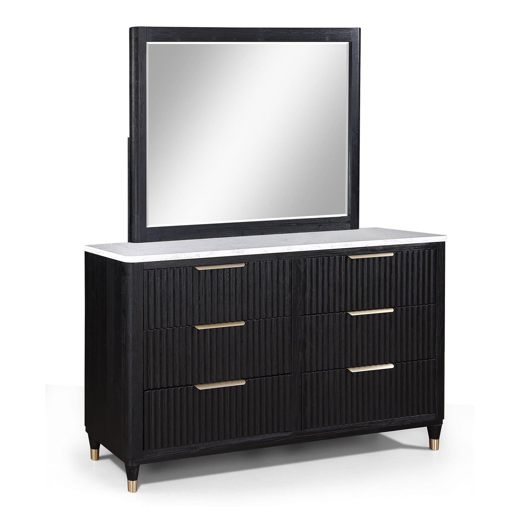 Kara Black White 6 Drawers Dresser