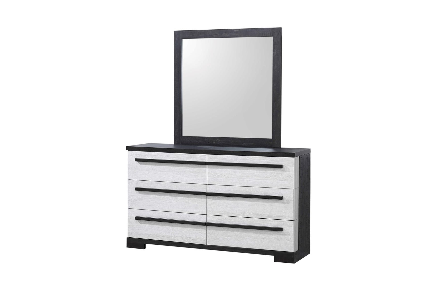 Remington Chalk/Ebony Modern Contemporary Solid Wood And Veneers 6-Drawers Dresser - Ella Furniture