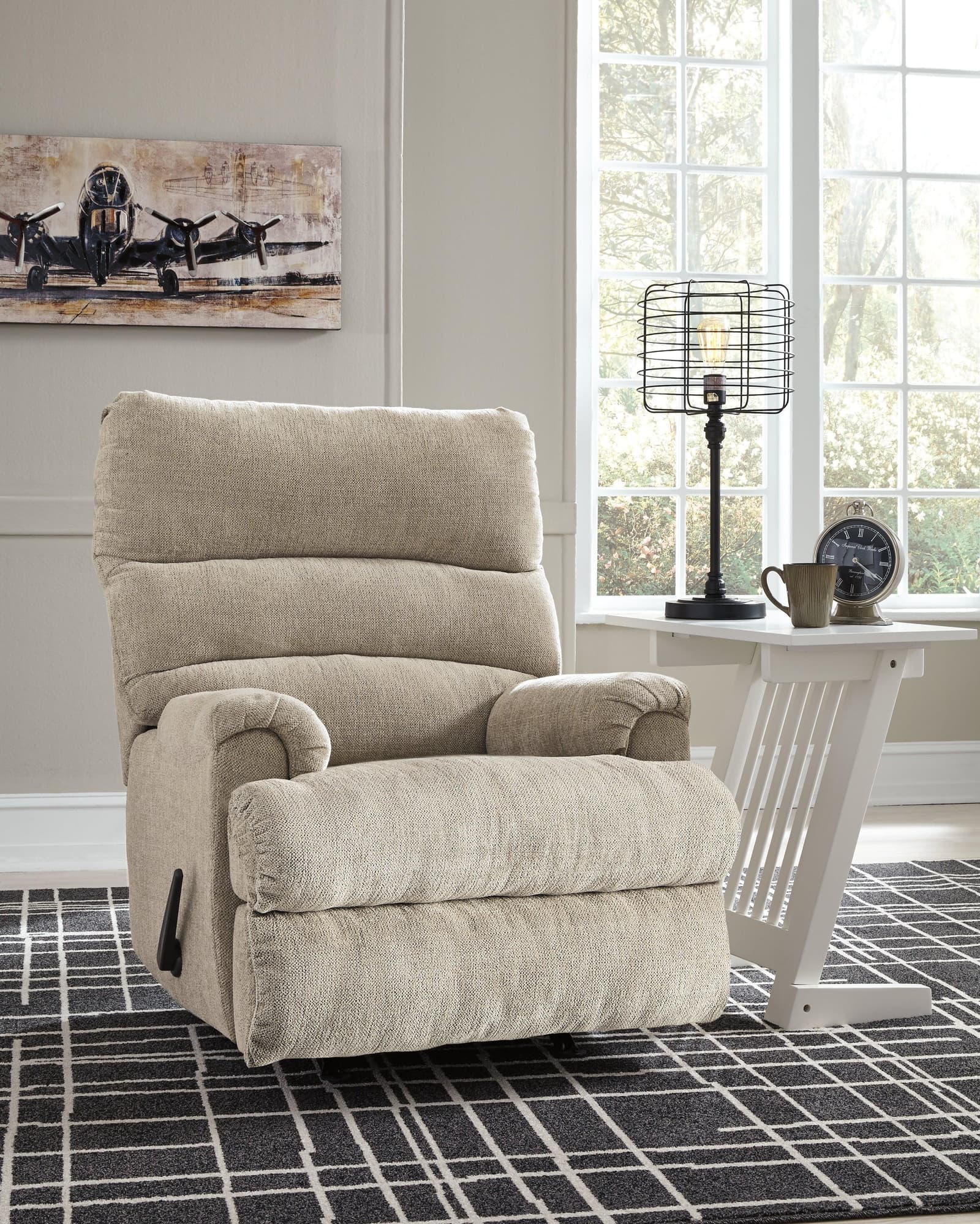 Man Fort Dusk Chenille Recliner - Ella Furniture