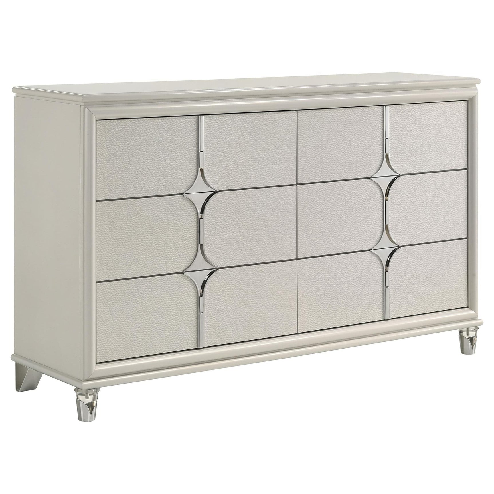 Olivia 6 Drawer Dresser Cabinet Pearl White