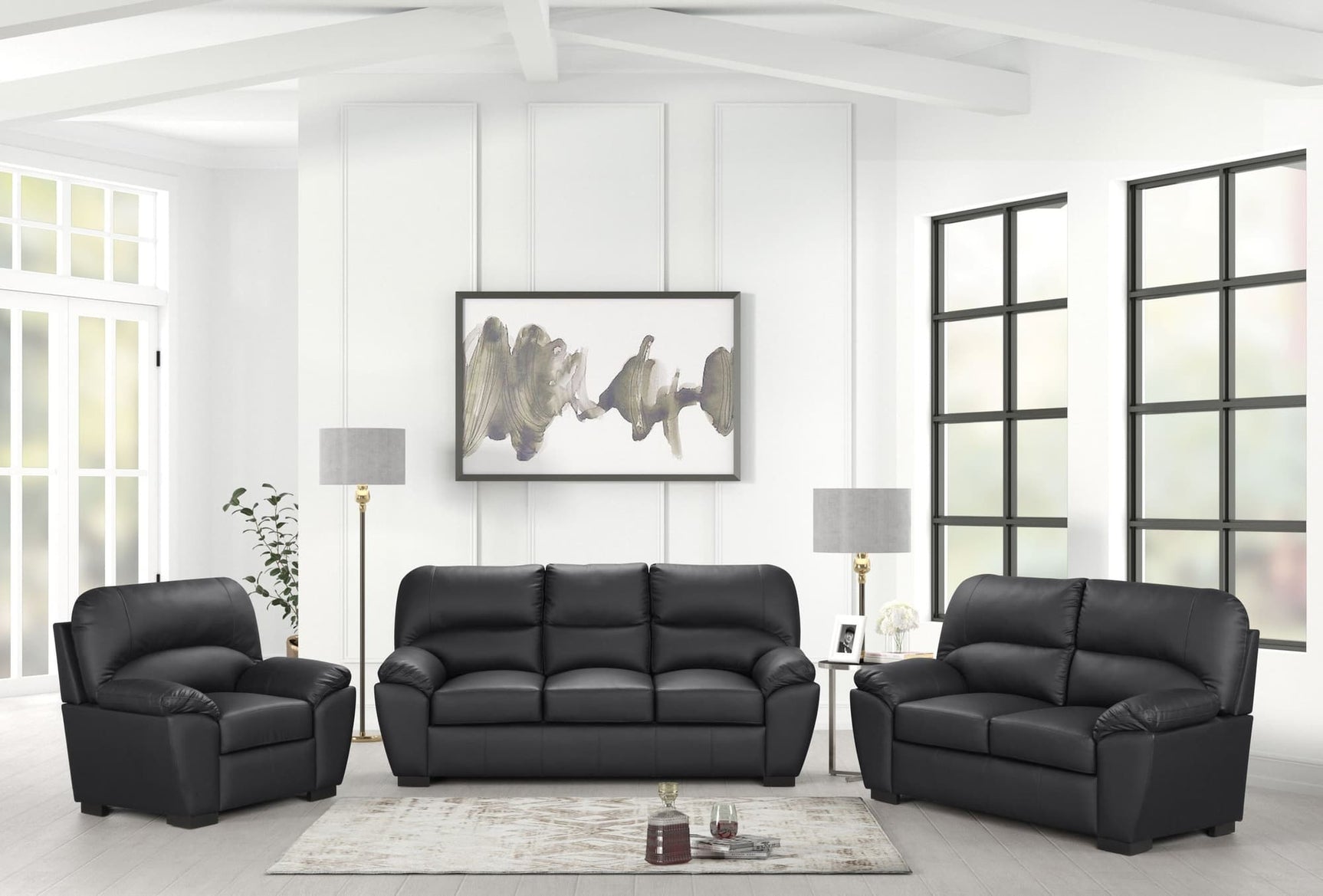 Tiffany Black 3-Piece Living Room Set