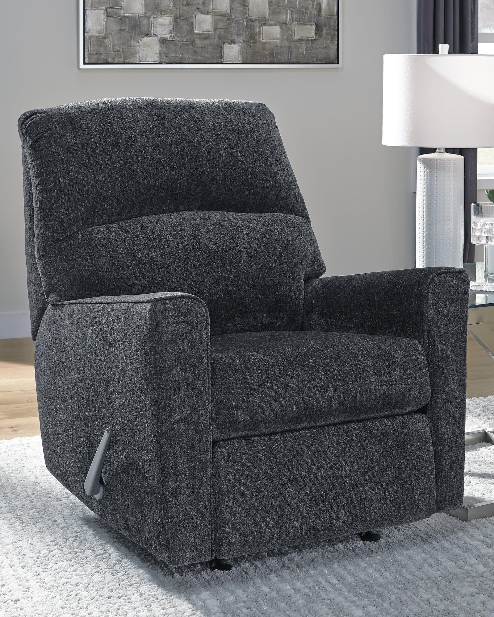 Altari Slate Chenille Recliner - Ella Furniture