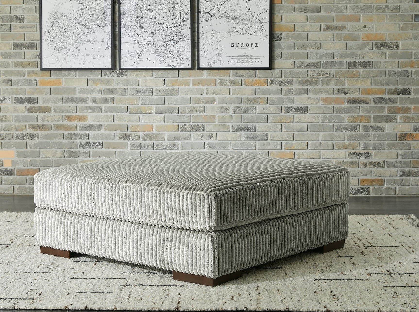 Lindyn Fog Velvet Oversized Accent Ottoman - Ella Furniture