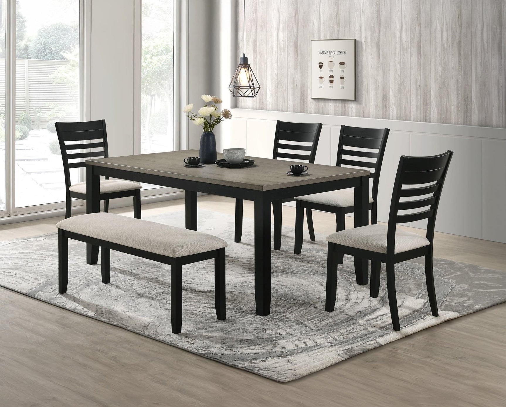 Folio Gray Black Rectangular Dining Room Set