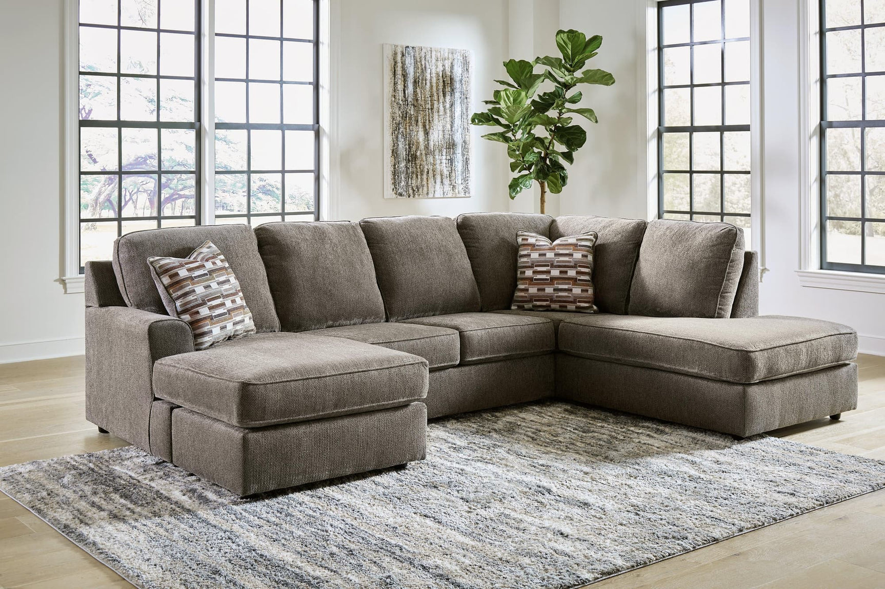 O'phannon Putty 2-Piece Sectional With Chaise - Ella Furniture