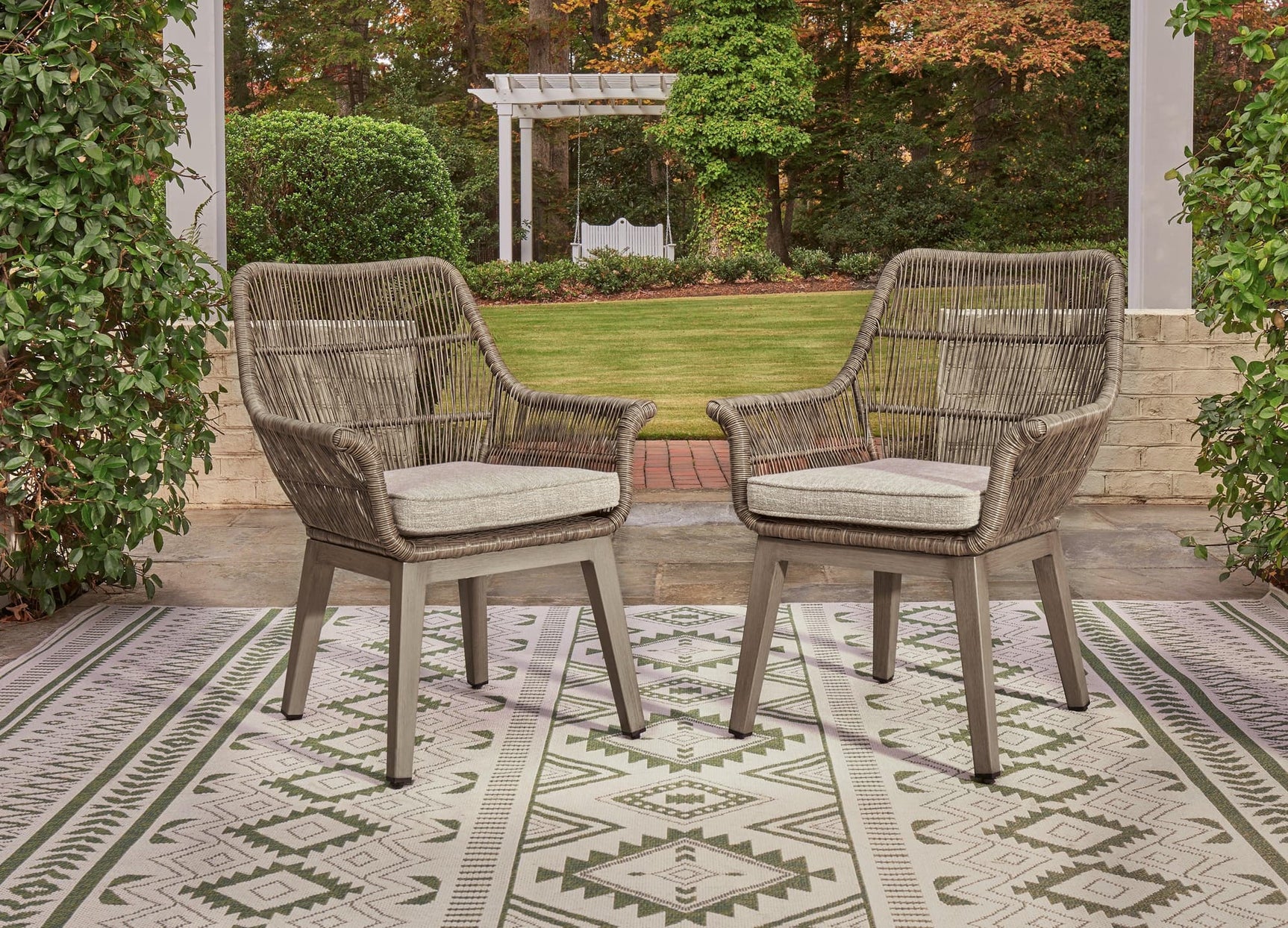 Beach Front Beige Arm Chair With Cushion (Set Of 2) - Ella Furniture
