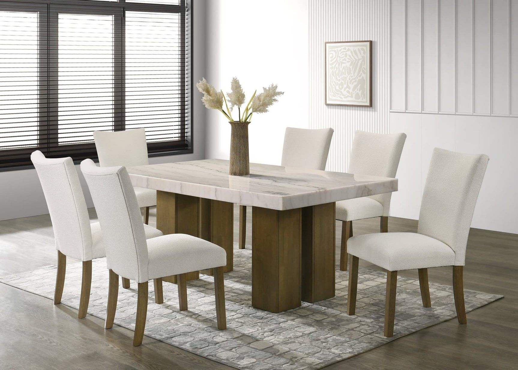 Capri Genuine Marble Table + 6 Chairs
