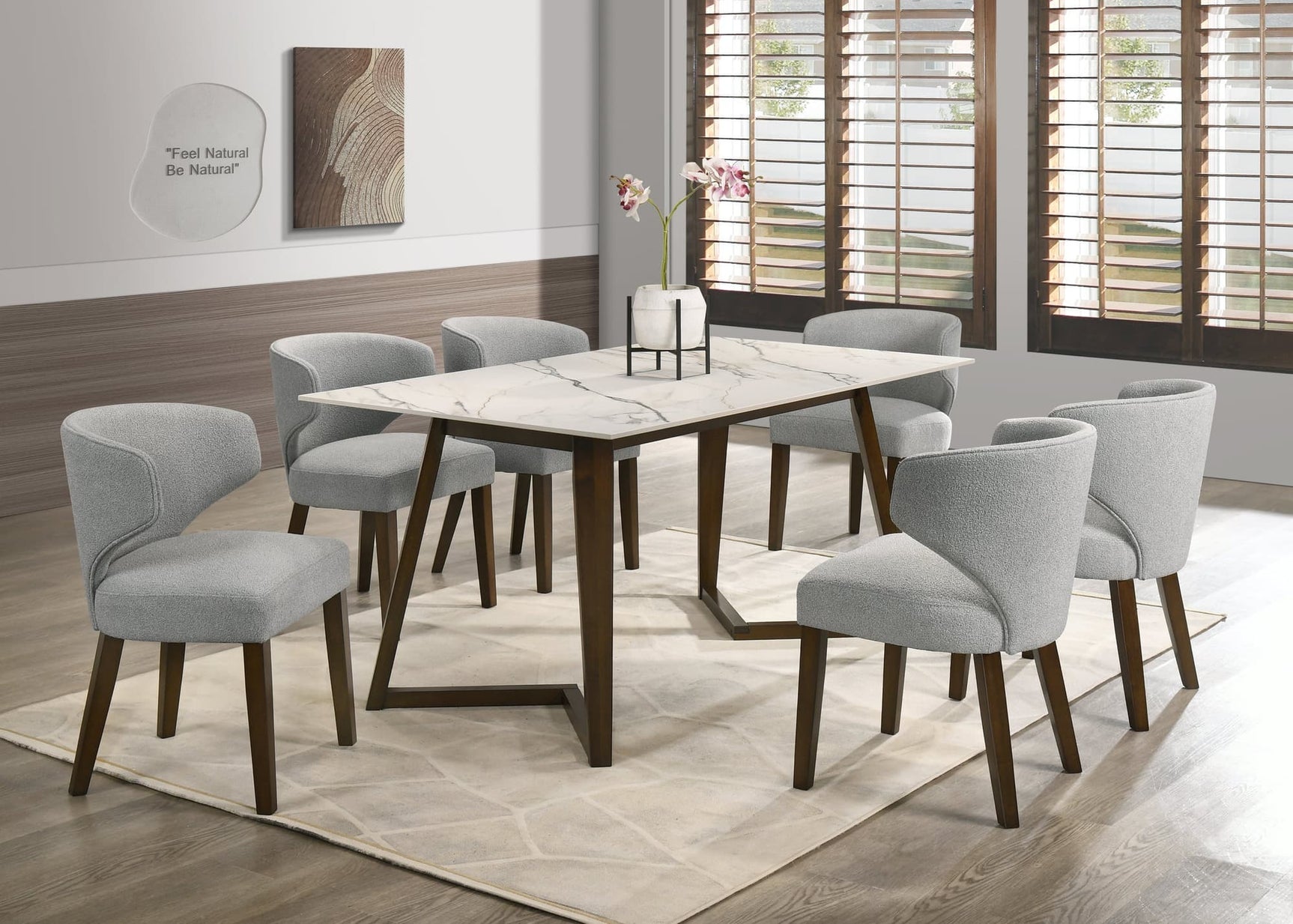 Cava Gray Dining Table + 6 Chair Set