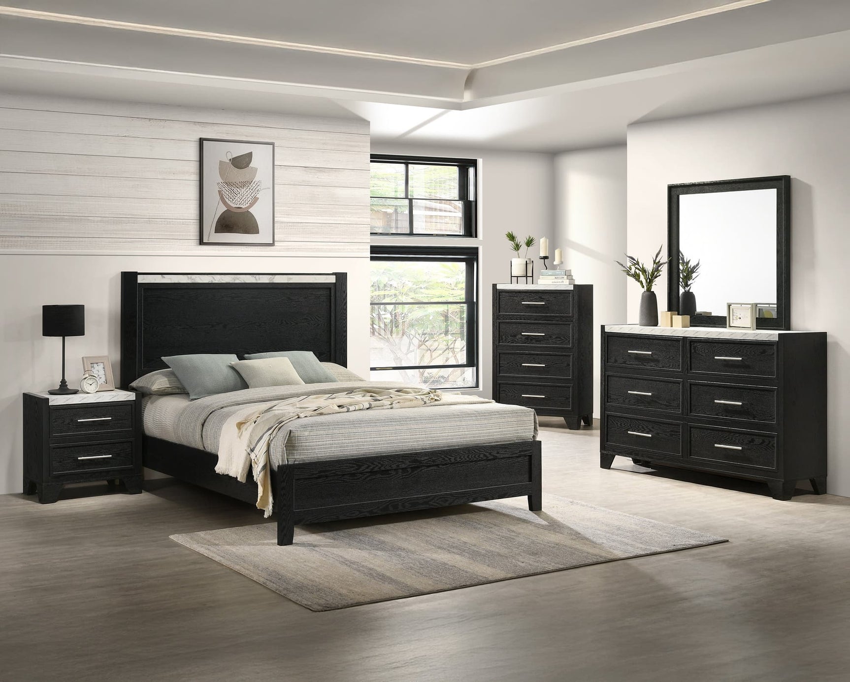 Lamar Black Panel Bedroom Set
