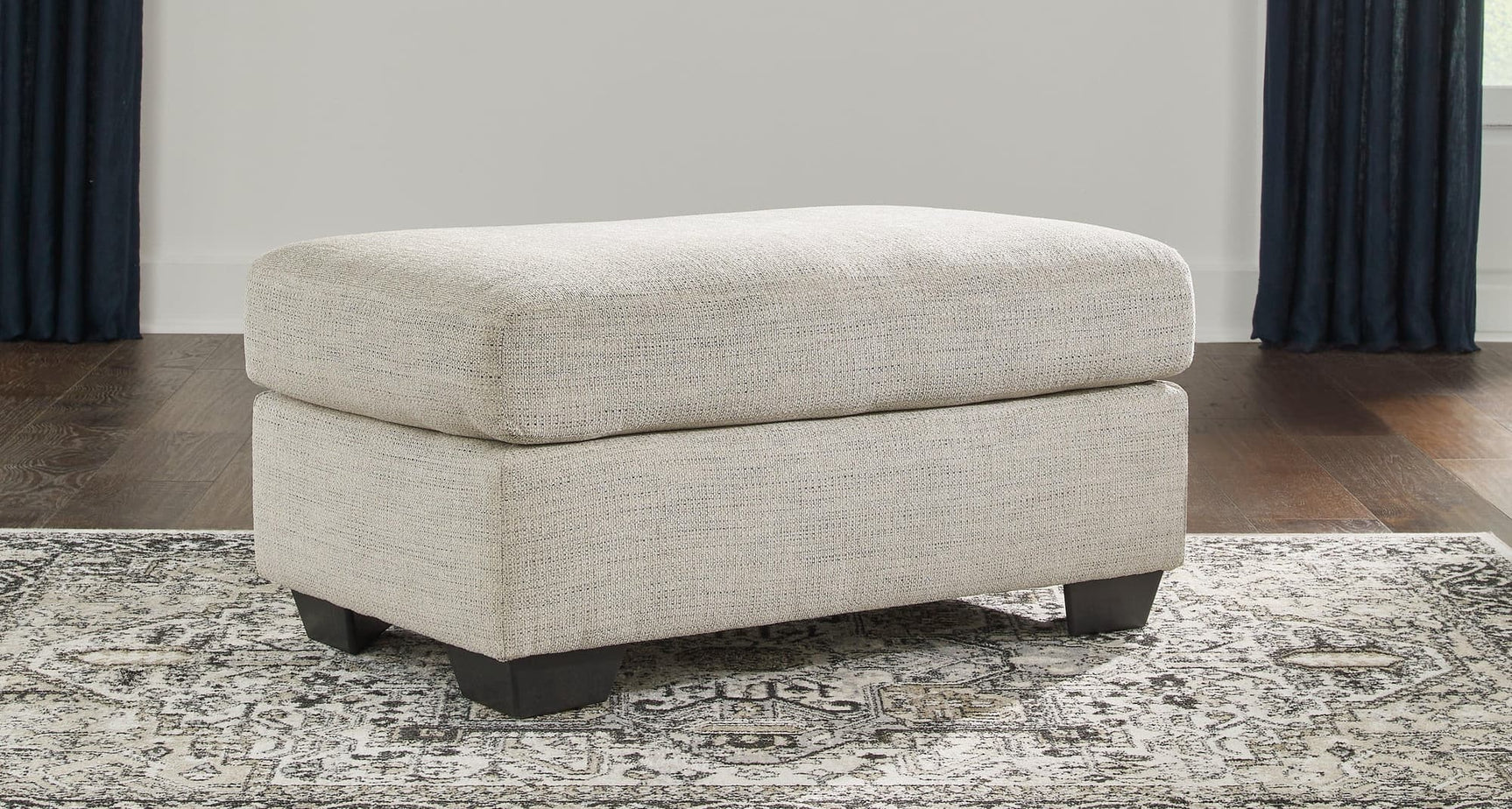 Vayda Pebble Chenille Ottoman - Ella Furniture