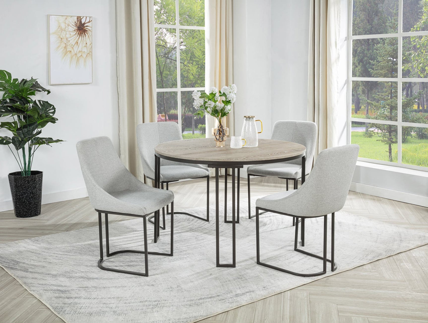 Verano Light Gray Round Dining Room Set