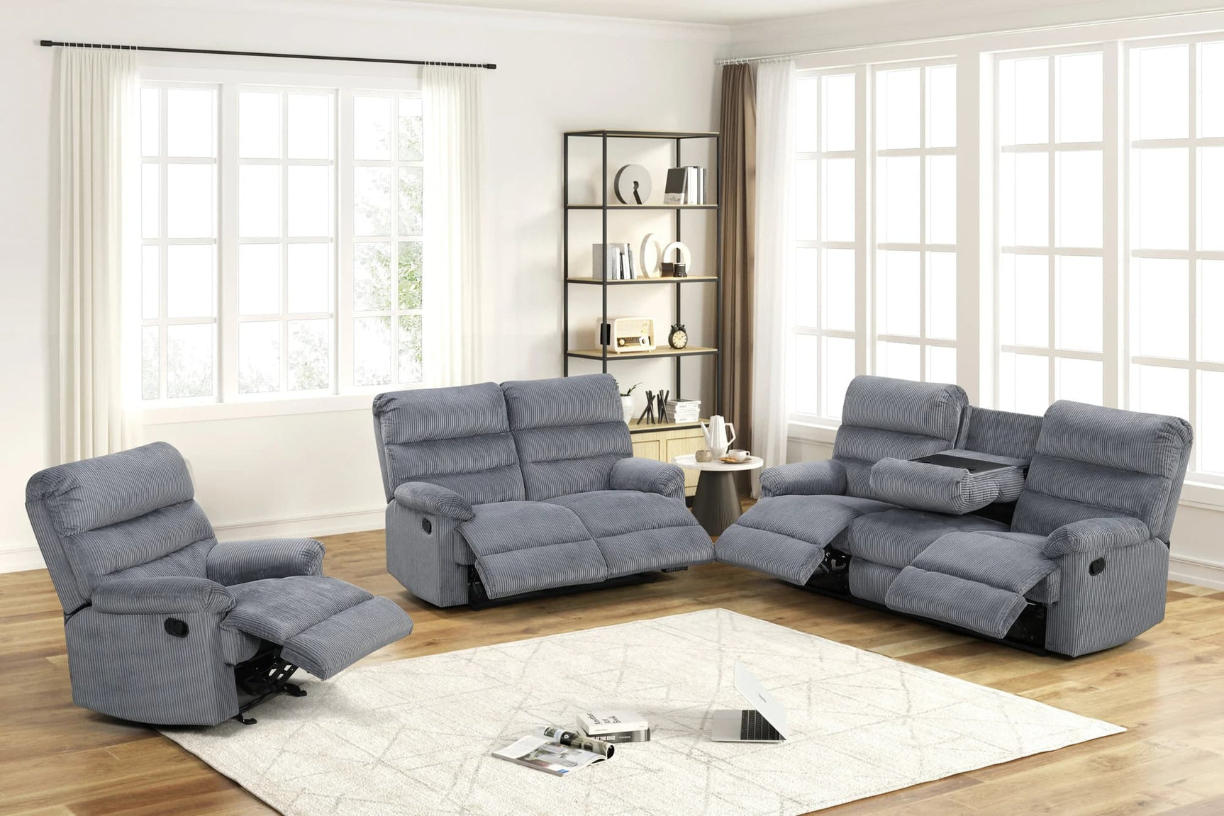 Albert Gray Fabric 3-Piece Reclining Set