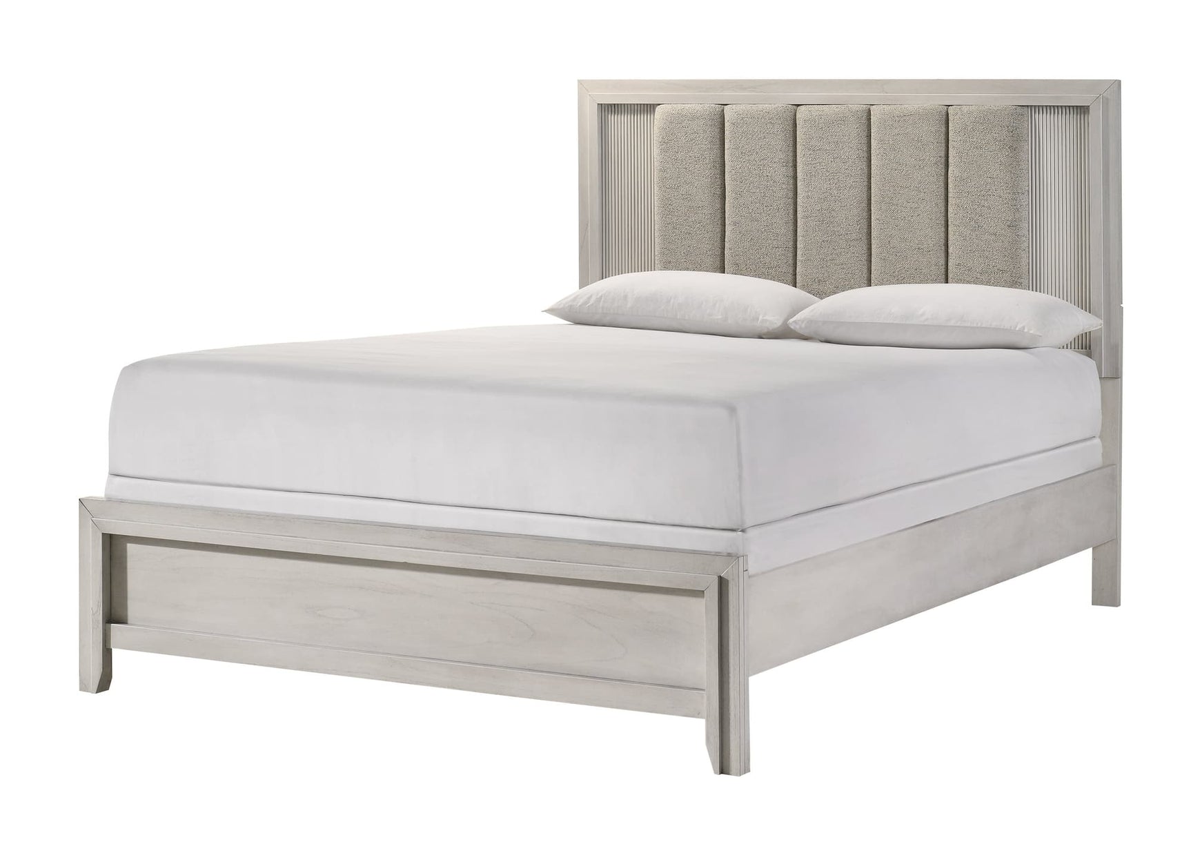 Carlton White Upholstered Panel Queen Bed