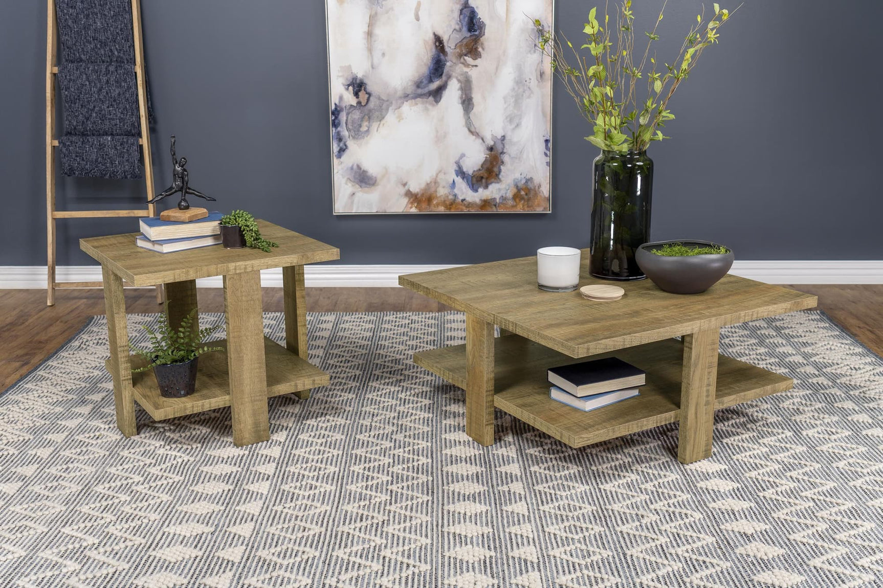 Dawn 2-piece Round Coffee and End Table Set Mango Brown