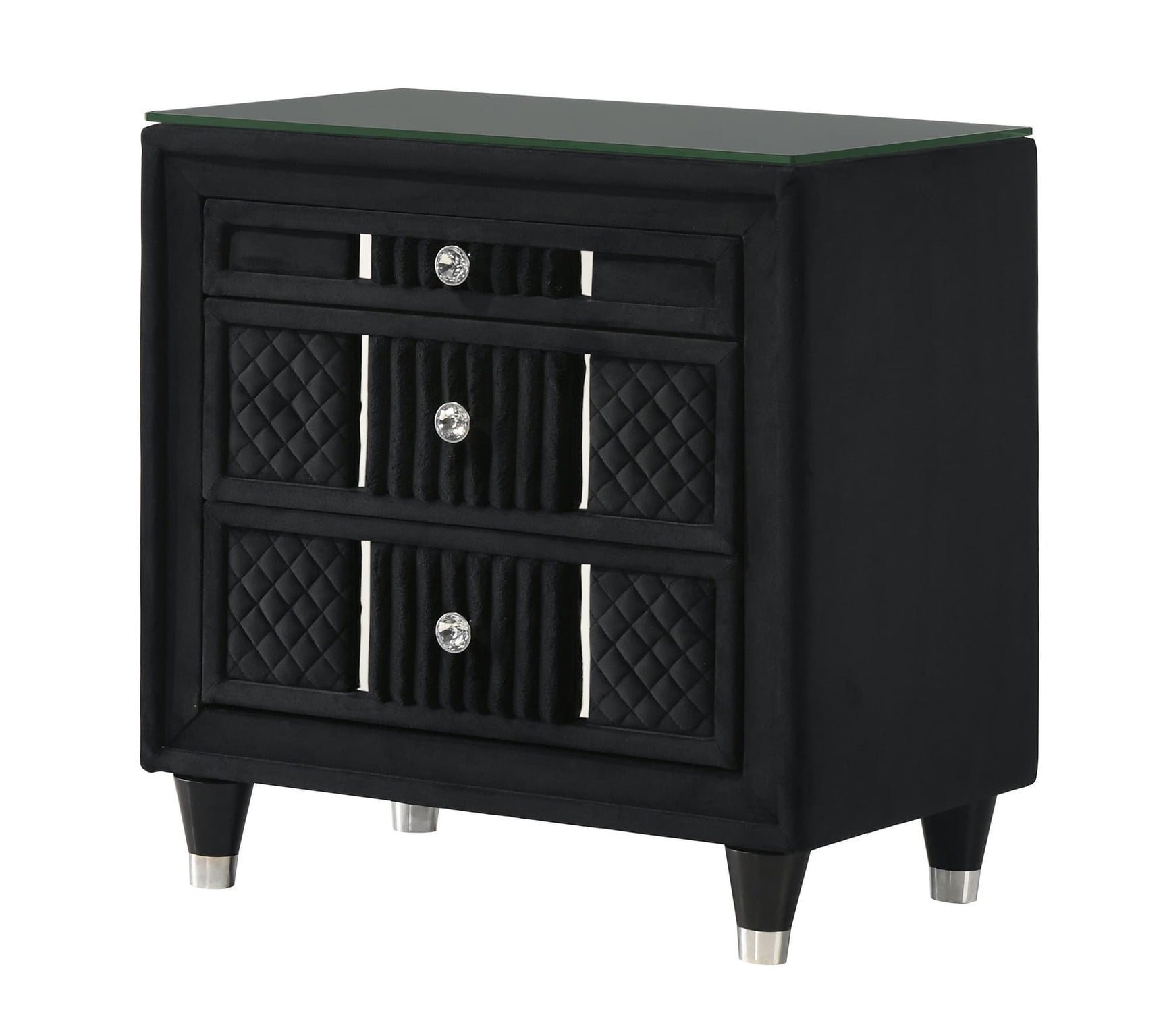 Armany Black Upholstered Nightstand