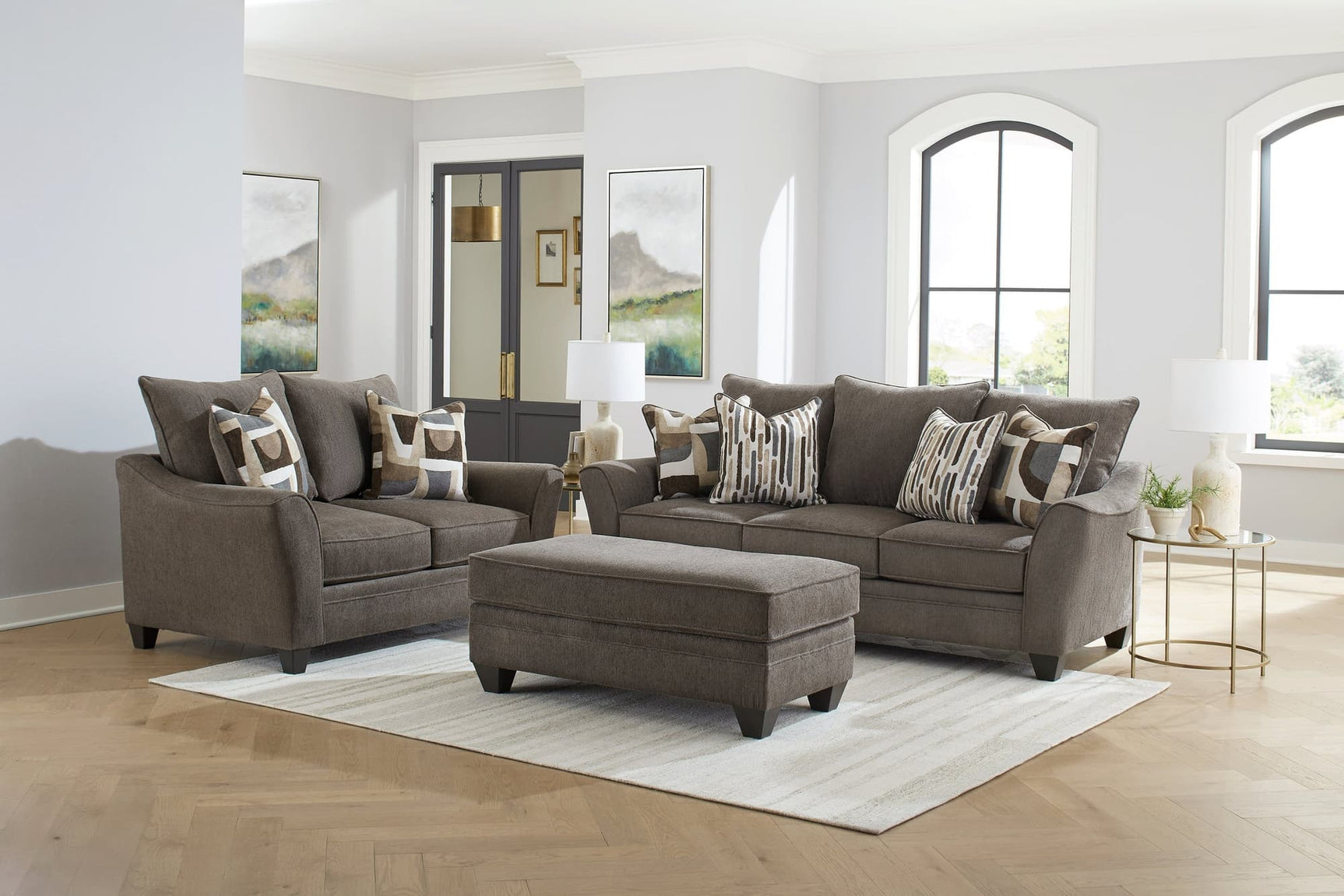 Trini Walnut Sofa and Loveseat Set