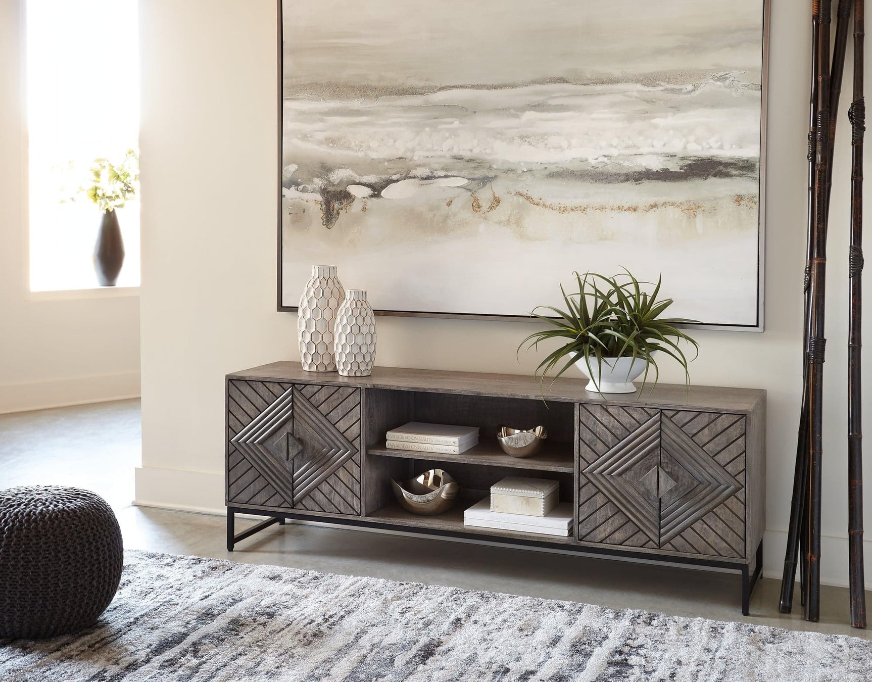 Treybrook Distressed Gray Accent Cabinet A4000512 - Ella Furniture