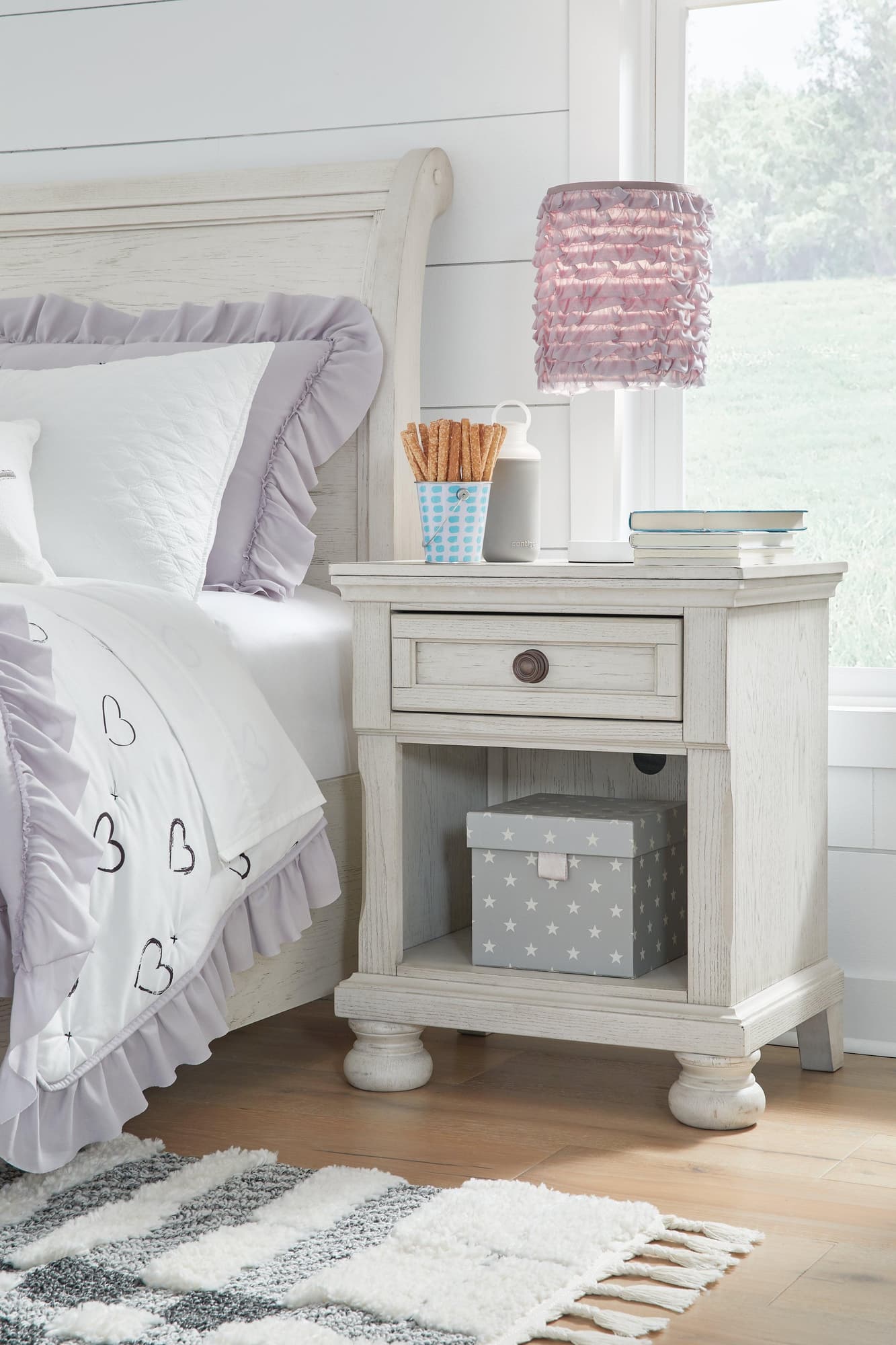 Robbinsdale Antique White Nightstand B742-91 - Ella Furniture