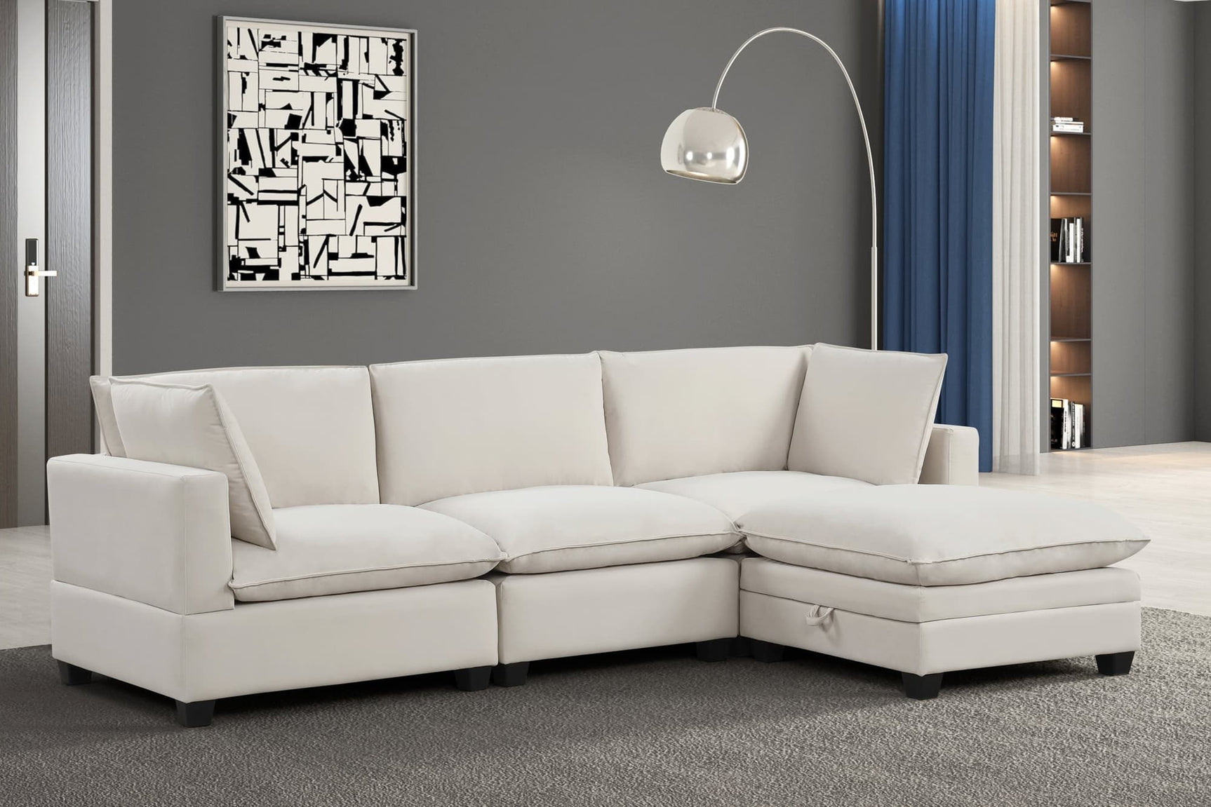 Cloud Cream Velvet Modular Sectional