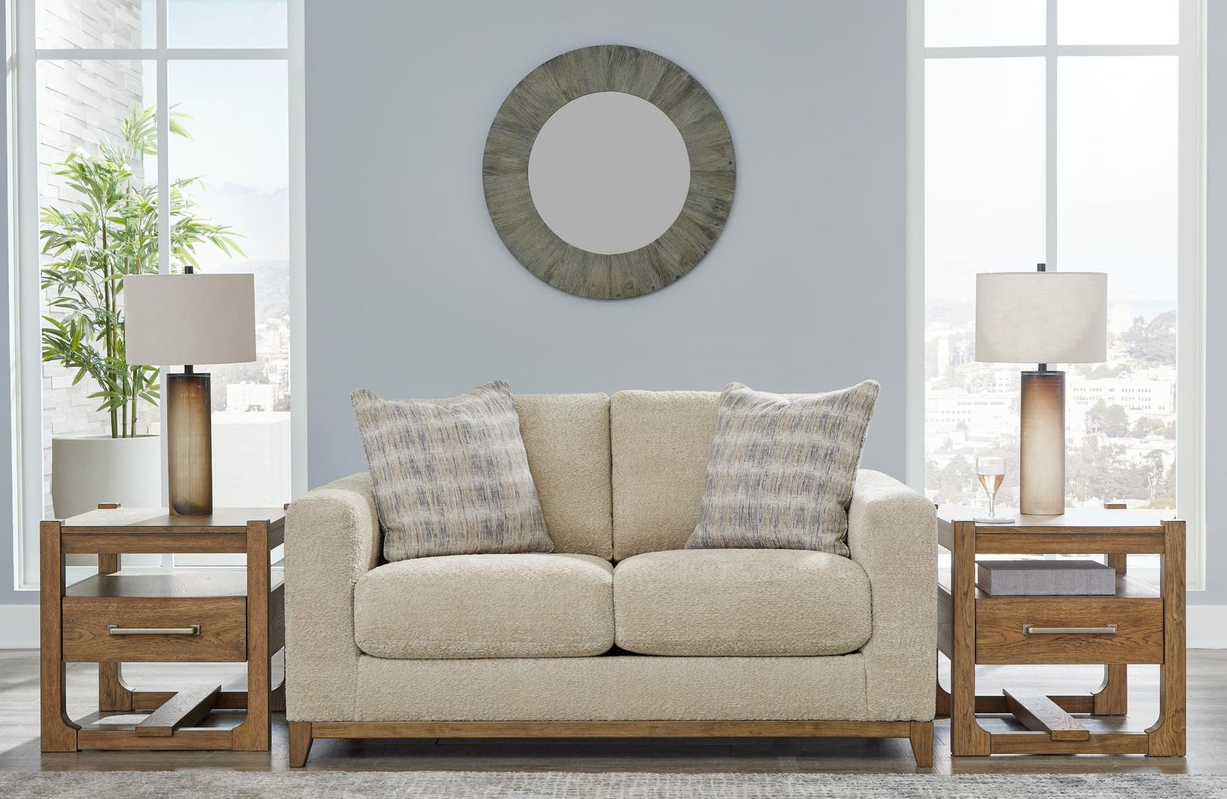 Parklynn Desert Chenille Loveseat - Ella Furniture