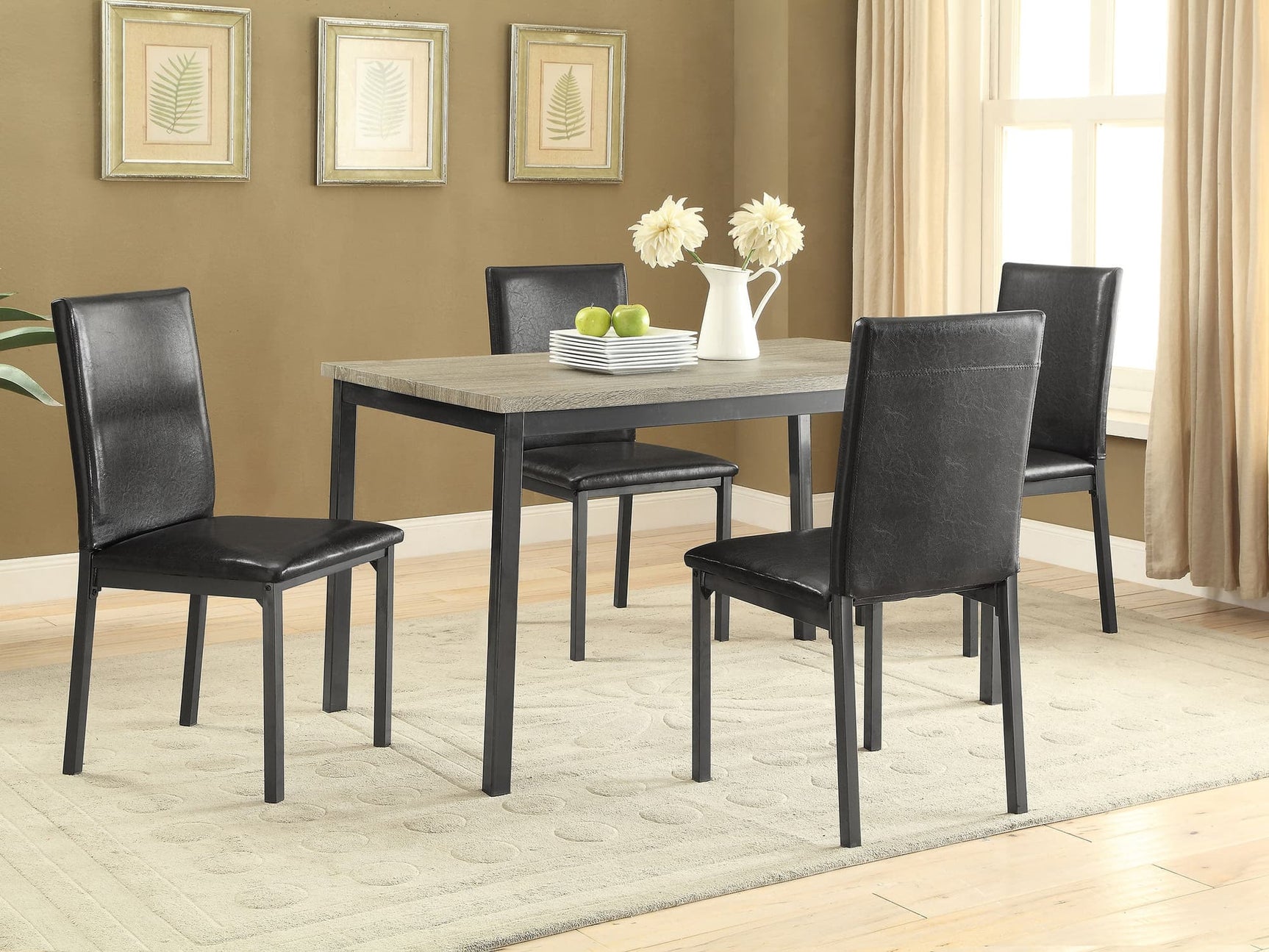 Garza Gray Black Rectangular Dining Room Set